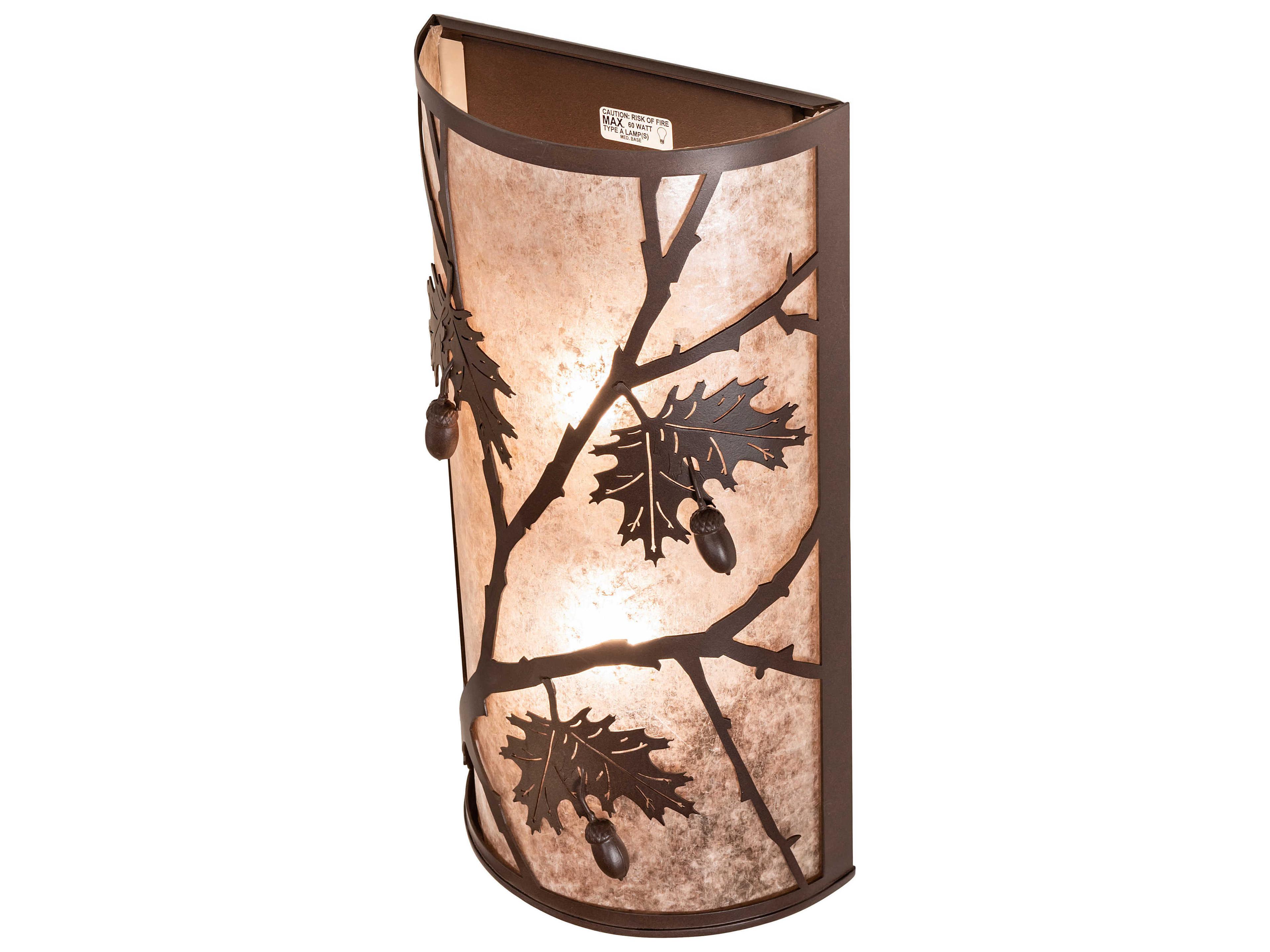 Meyda Oak Leaf & Acorn 2-Light Brown Wall Sconce
