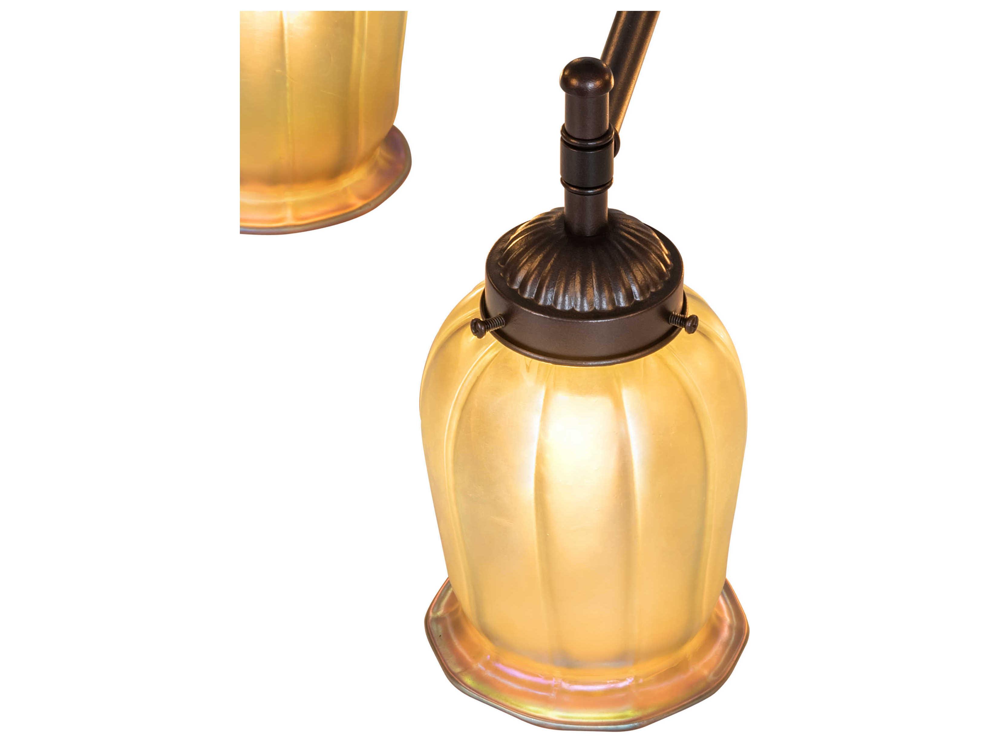 Meyda Revival 9-Light Mahogany Bronze Gold Glass Bell Tiered Chandelier