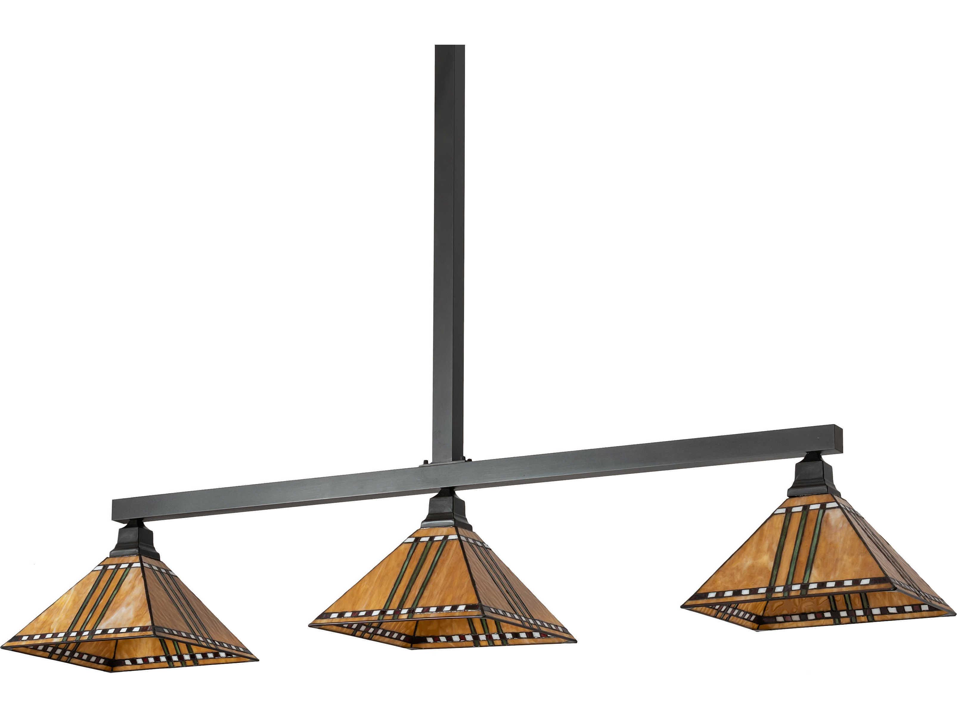 Meyda Prairie Corn 3-Light Craftsman Brown Off White Glass Island Pendant