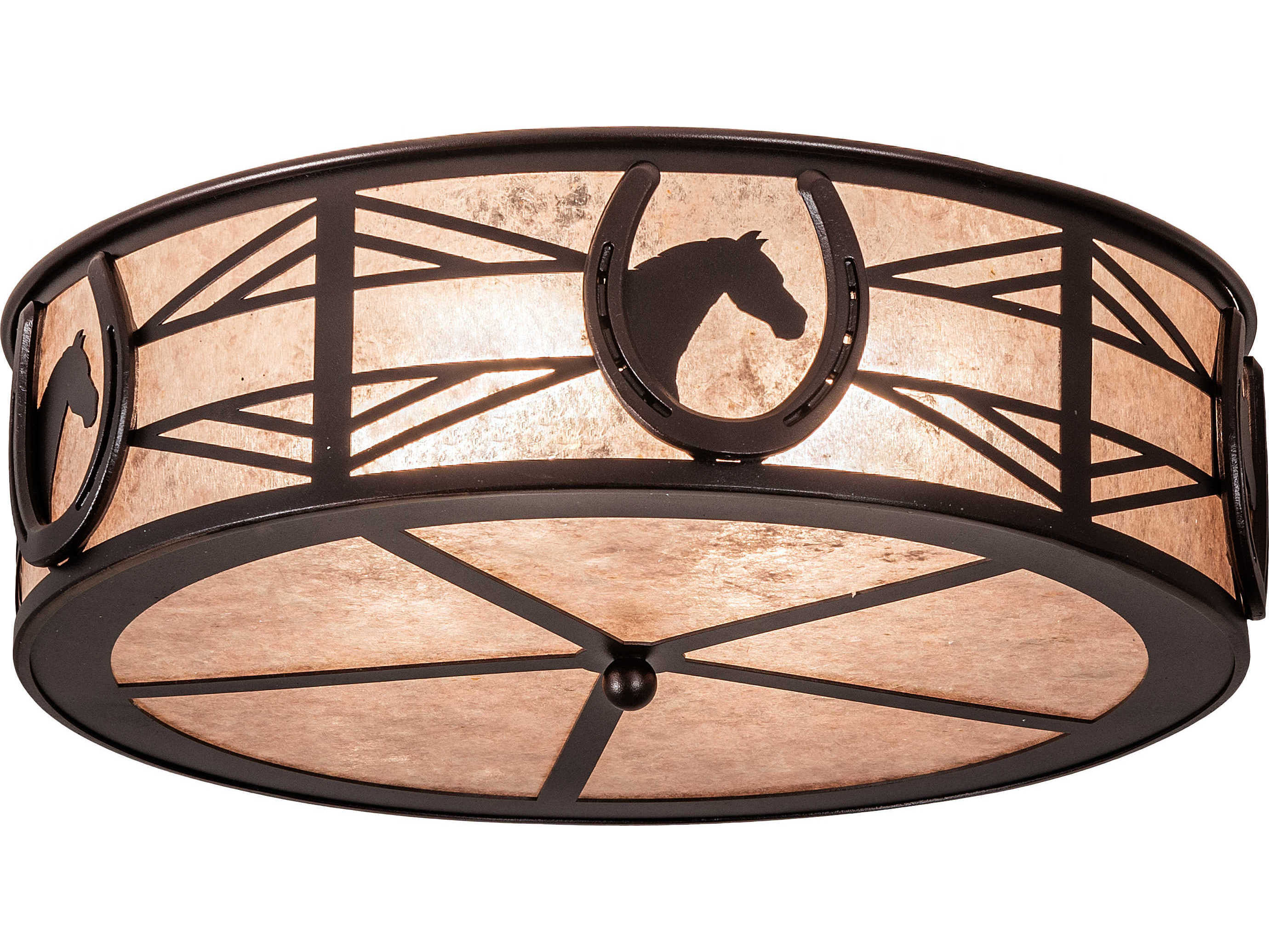 Meyda Horseshoe 4-Light Mahogany Bronze Silver Drum Flush Mount