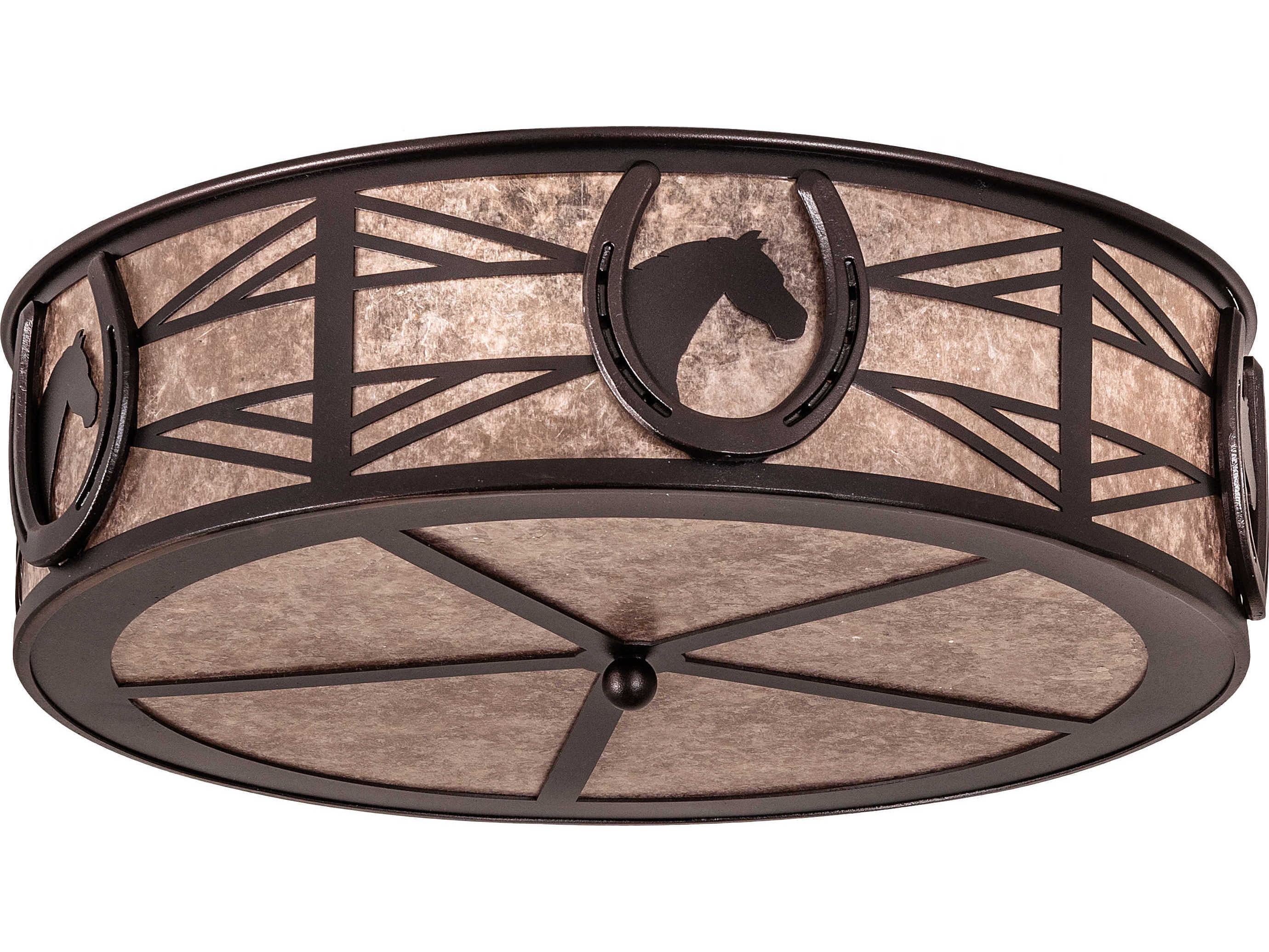 Meyda Horseshoe 4-Light Mahogany Bronze Silver Drum Flush Mount
