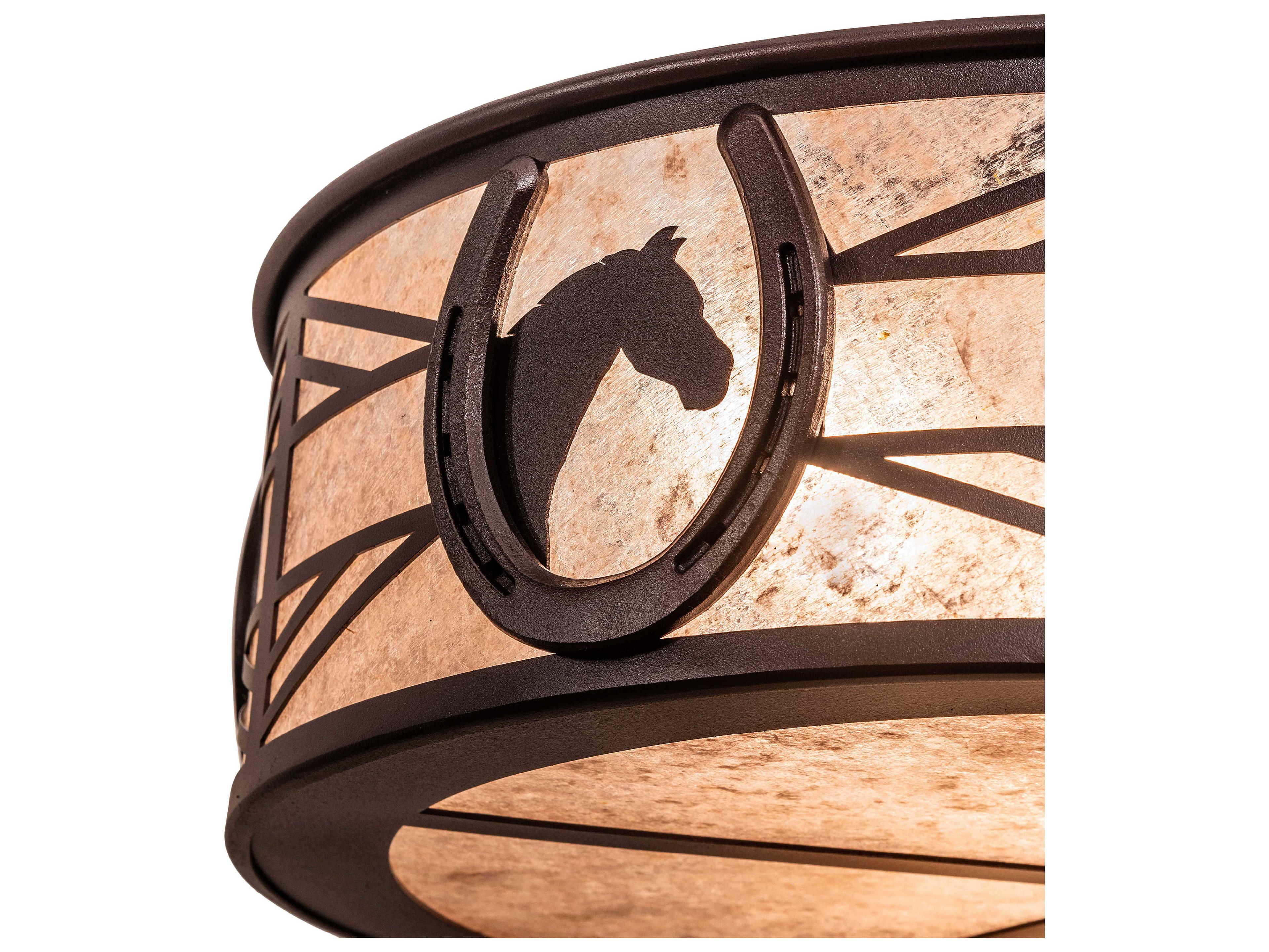Meyda Horseshoe 4-Light Mahogany Bronze Silver Drum Flush Mount