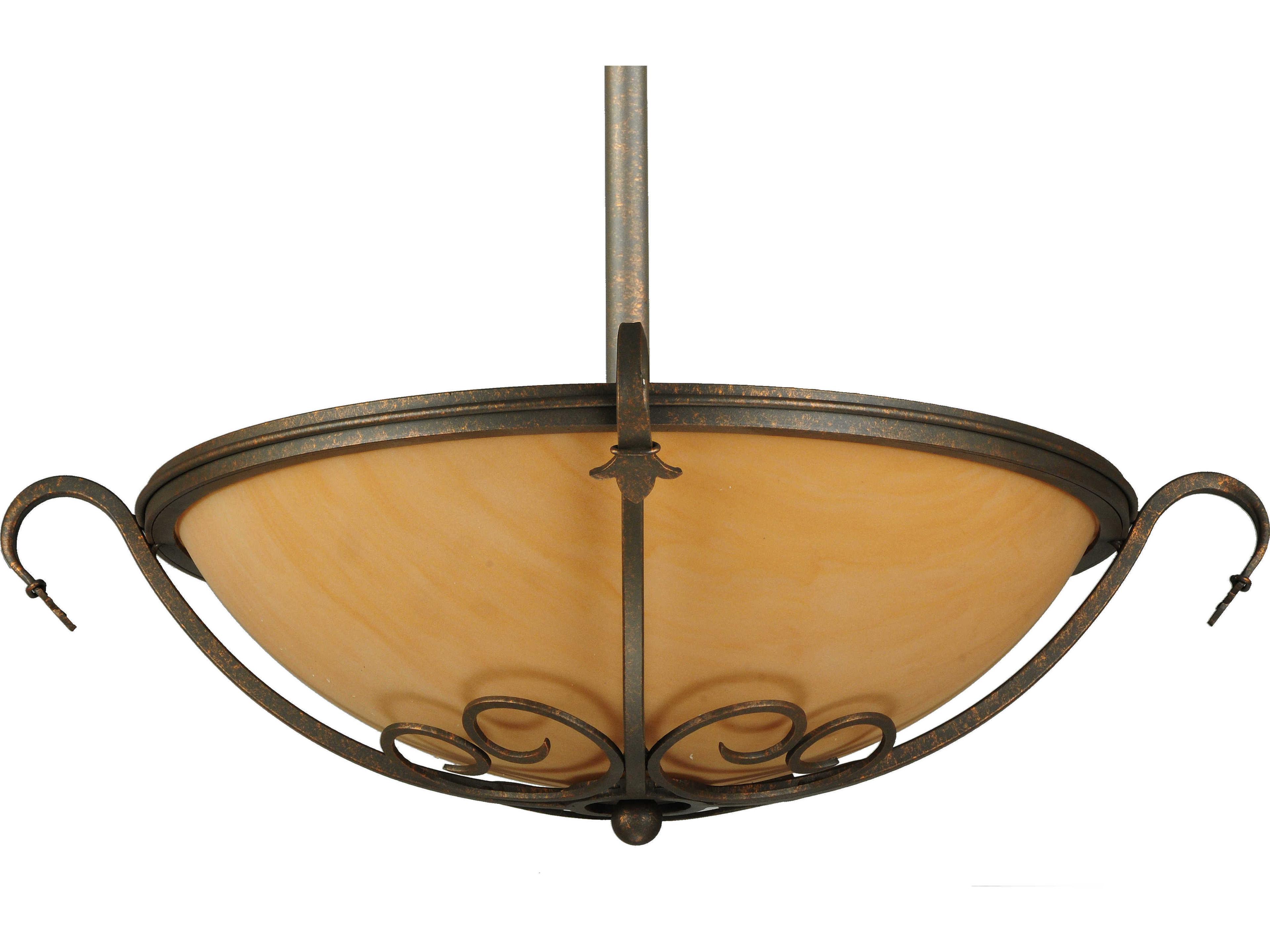 Meyda Alaine 3-Light Coral Chocolate Gold Brown Glass Bowl Pendant