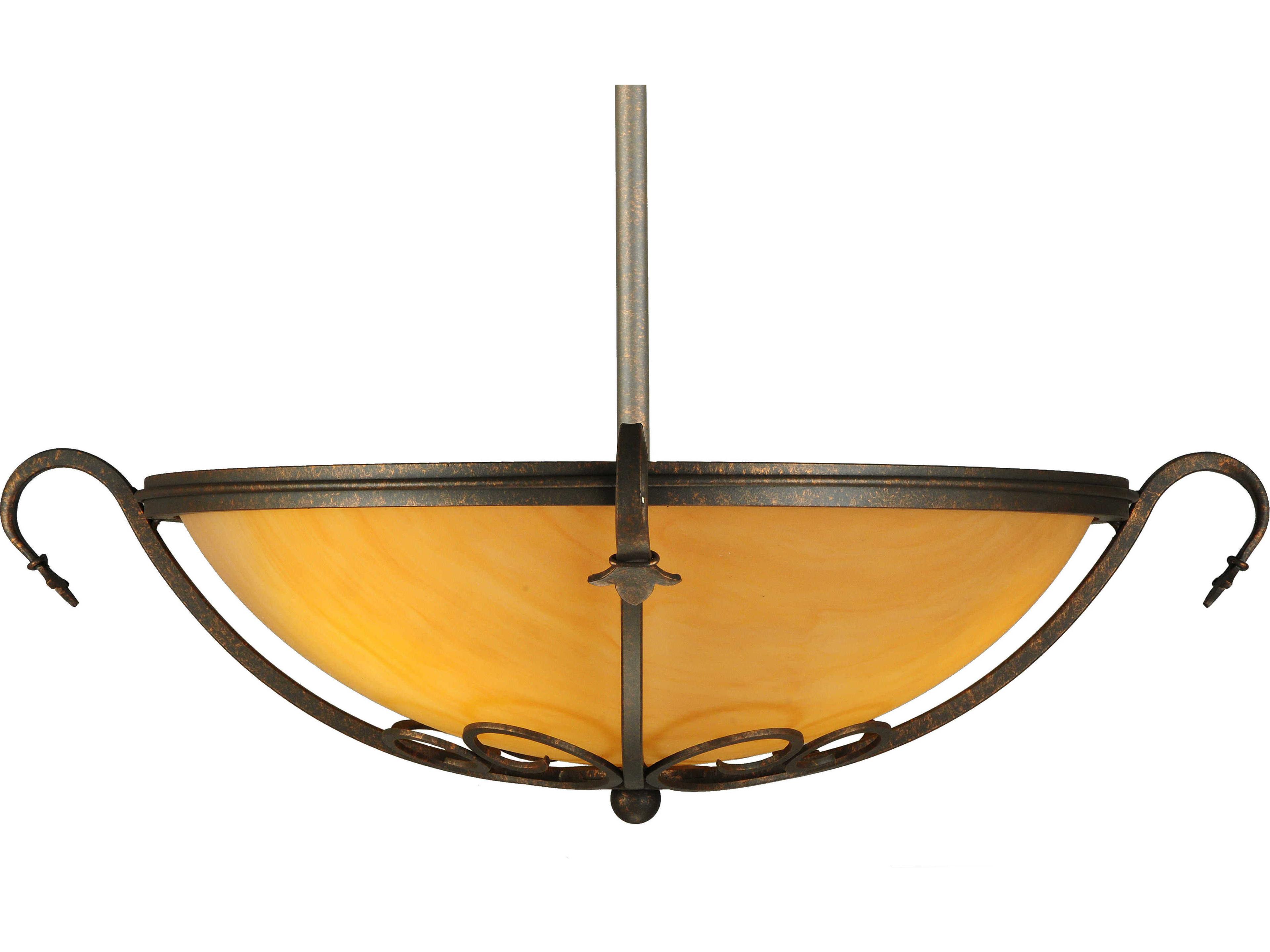 Meyda Alaine 3-Light Coral Chocolate Gold Brown Glass Bowl Pendant