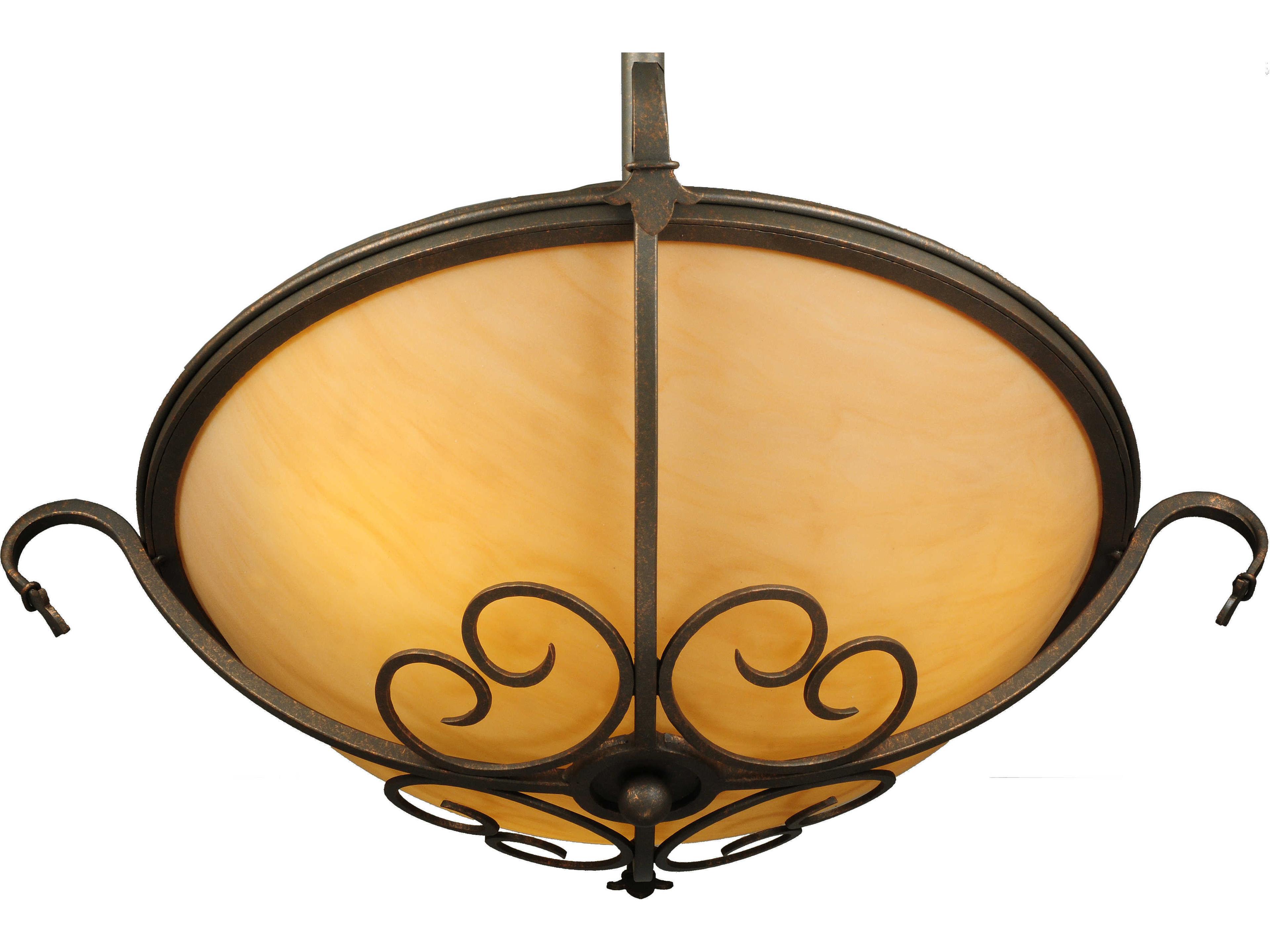 Meyda Alaine 3-Light Coral Chocolate Gold Brown Glass Bowl Pendant