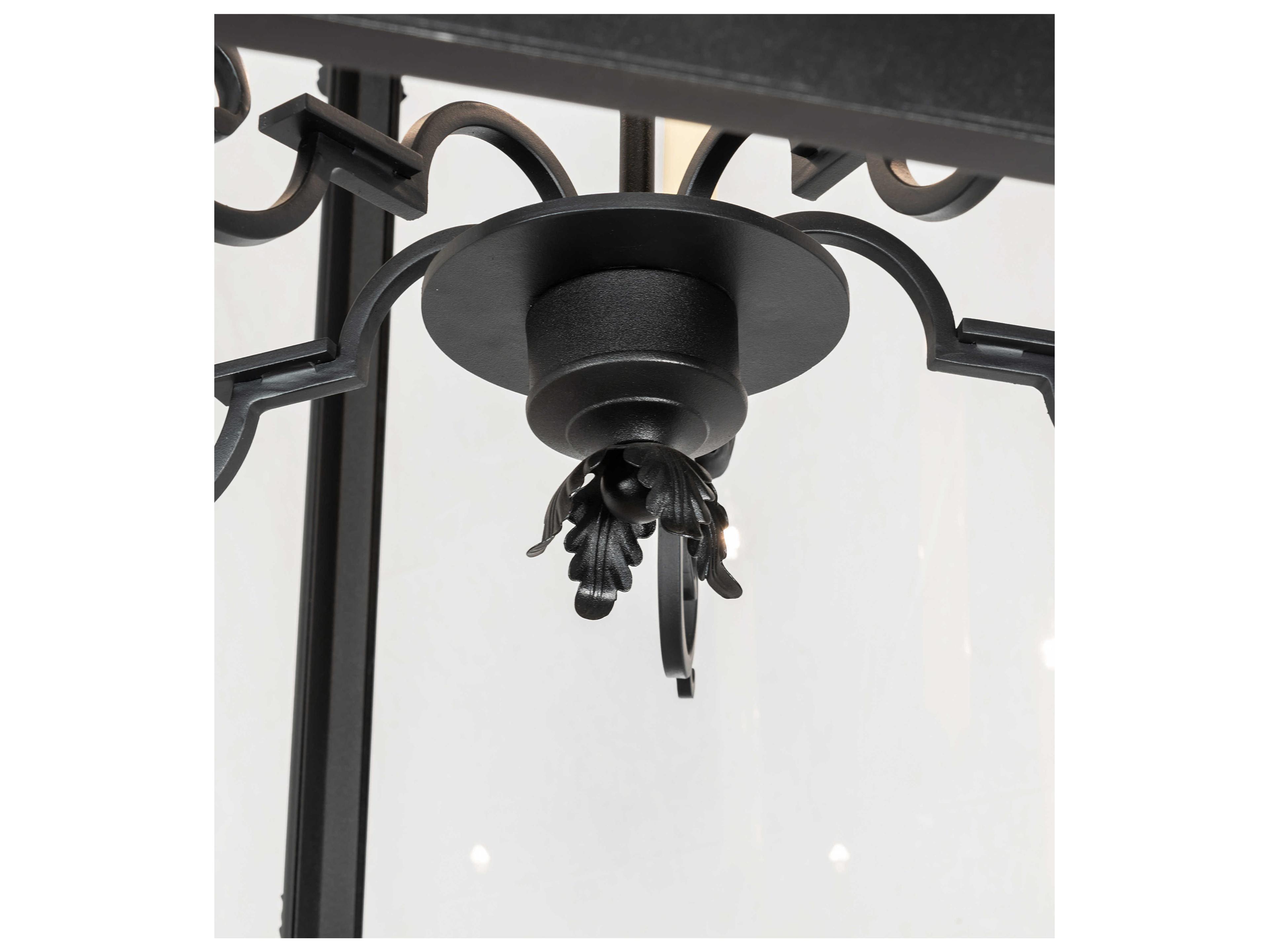 Meyda Lattimer 5-Light Black Ivory Clear White Glass Lantern Chandelier