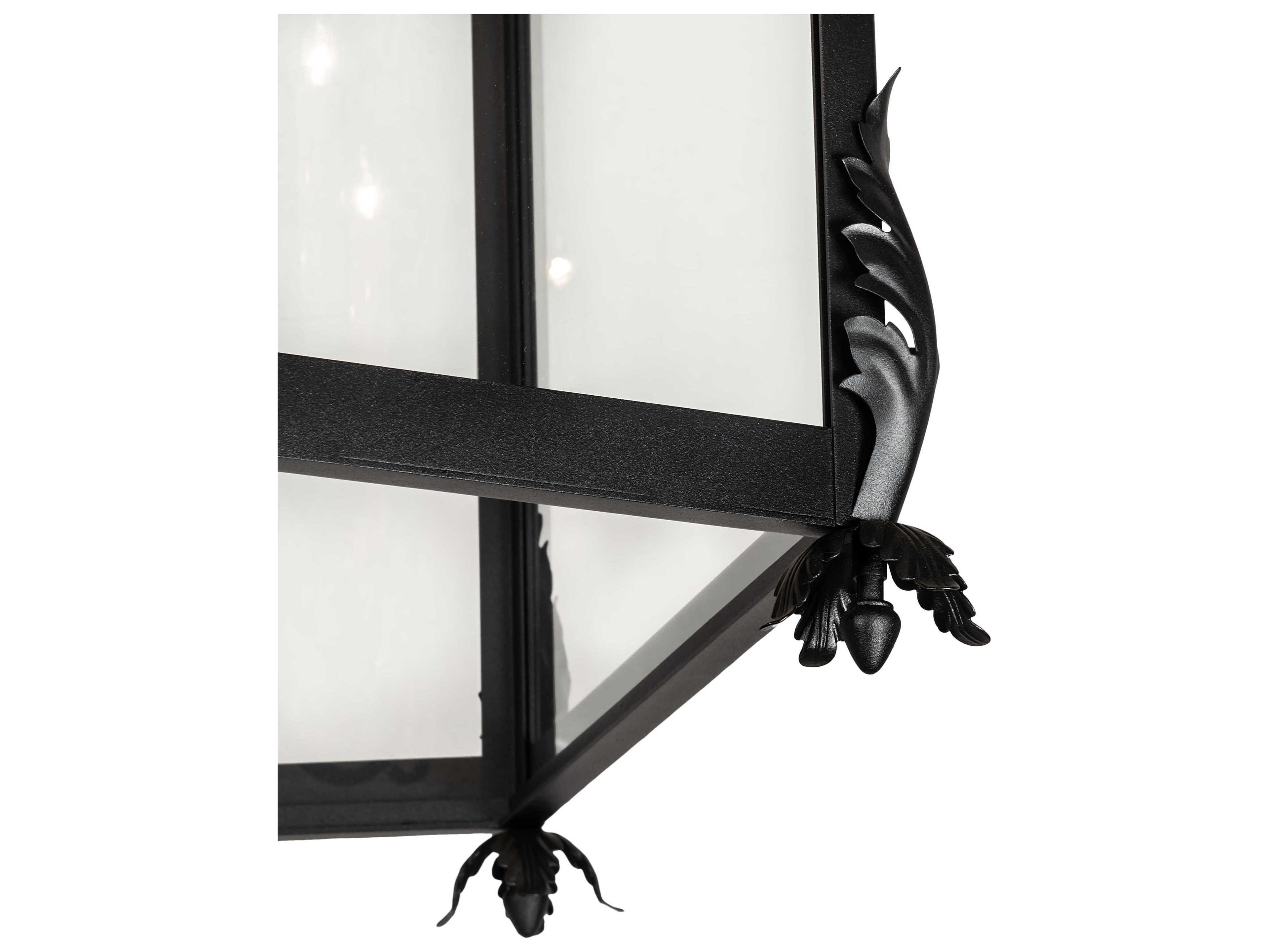 Meyda Lattimer 5-Light Black Ivory Clear White Glass Lantern Chandelier