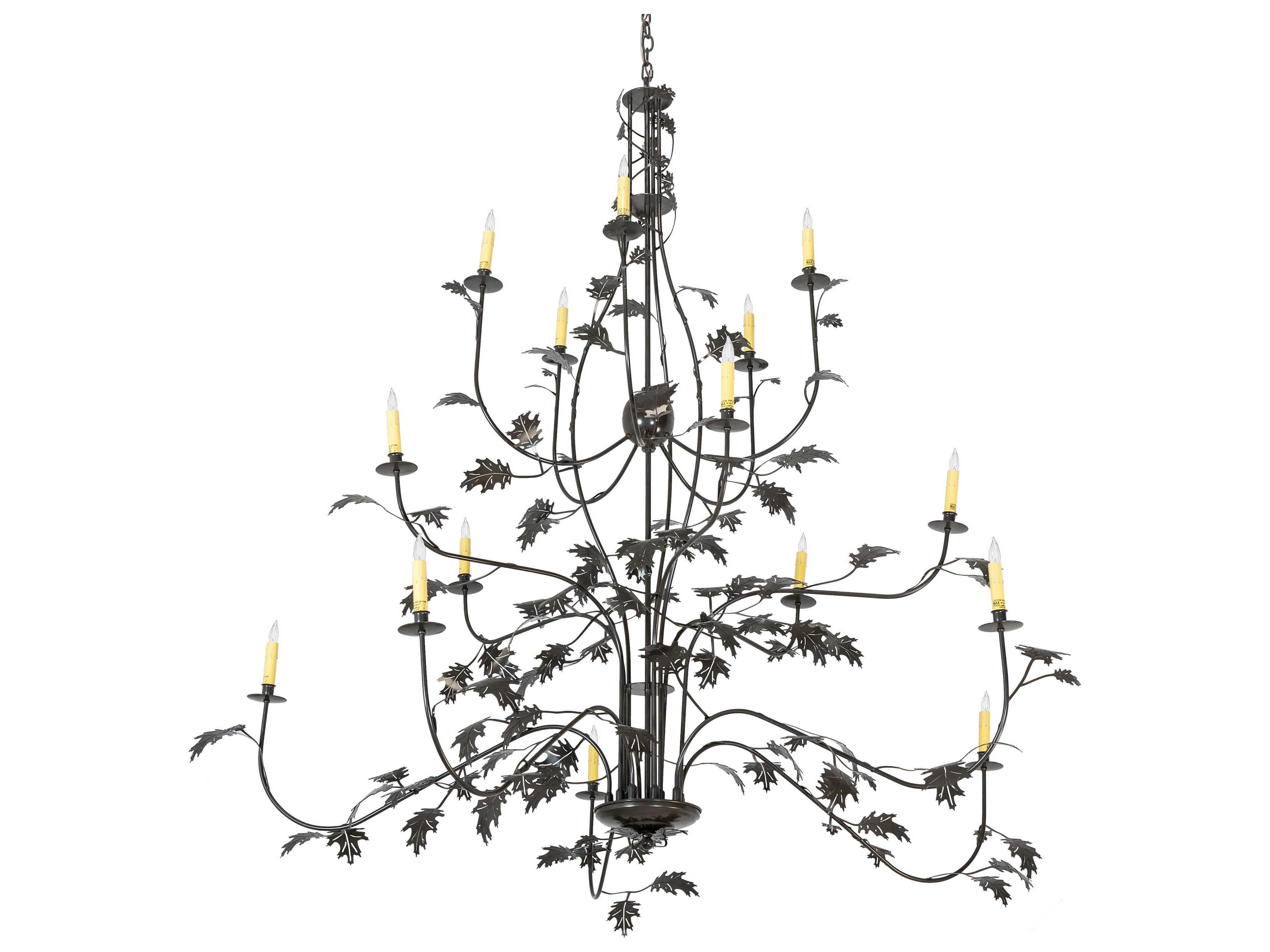 Meyda Oak Leaf 15-Light Timeless Bronze Candelabra Tiered Chandelier