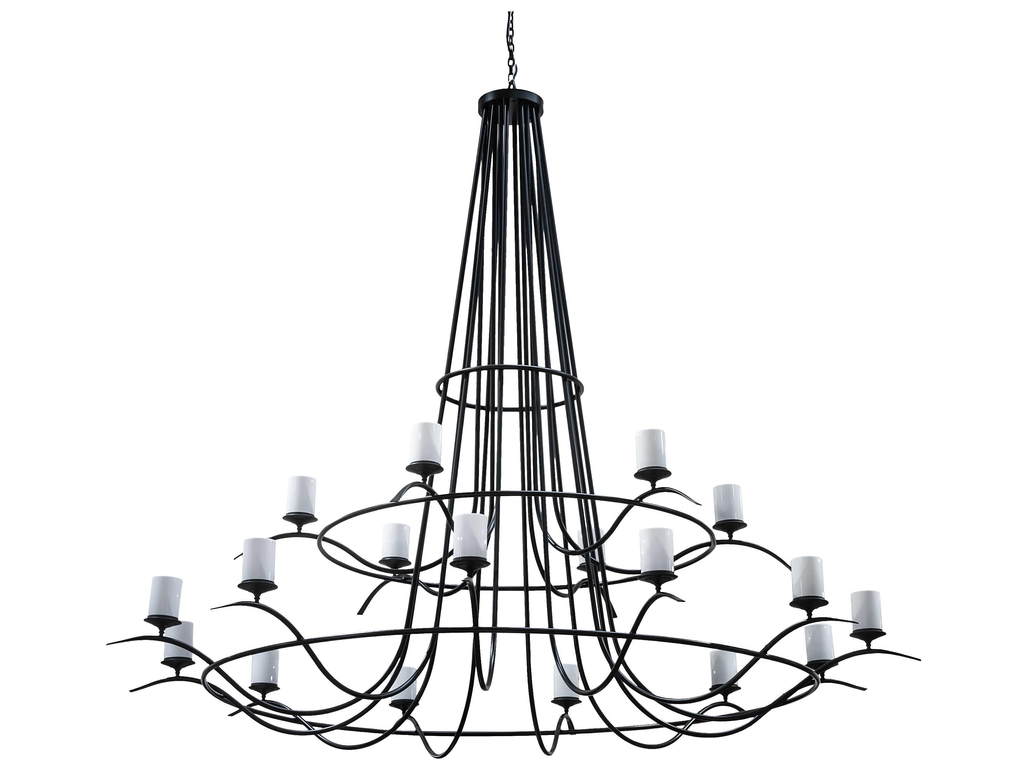 Meyda Octavia 18-Light8-Light Solar Black Cylinder Tiered Chandelier
