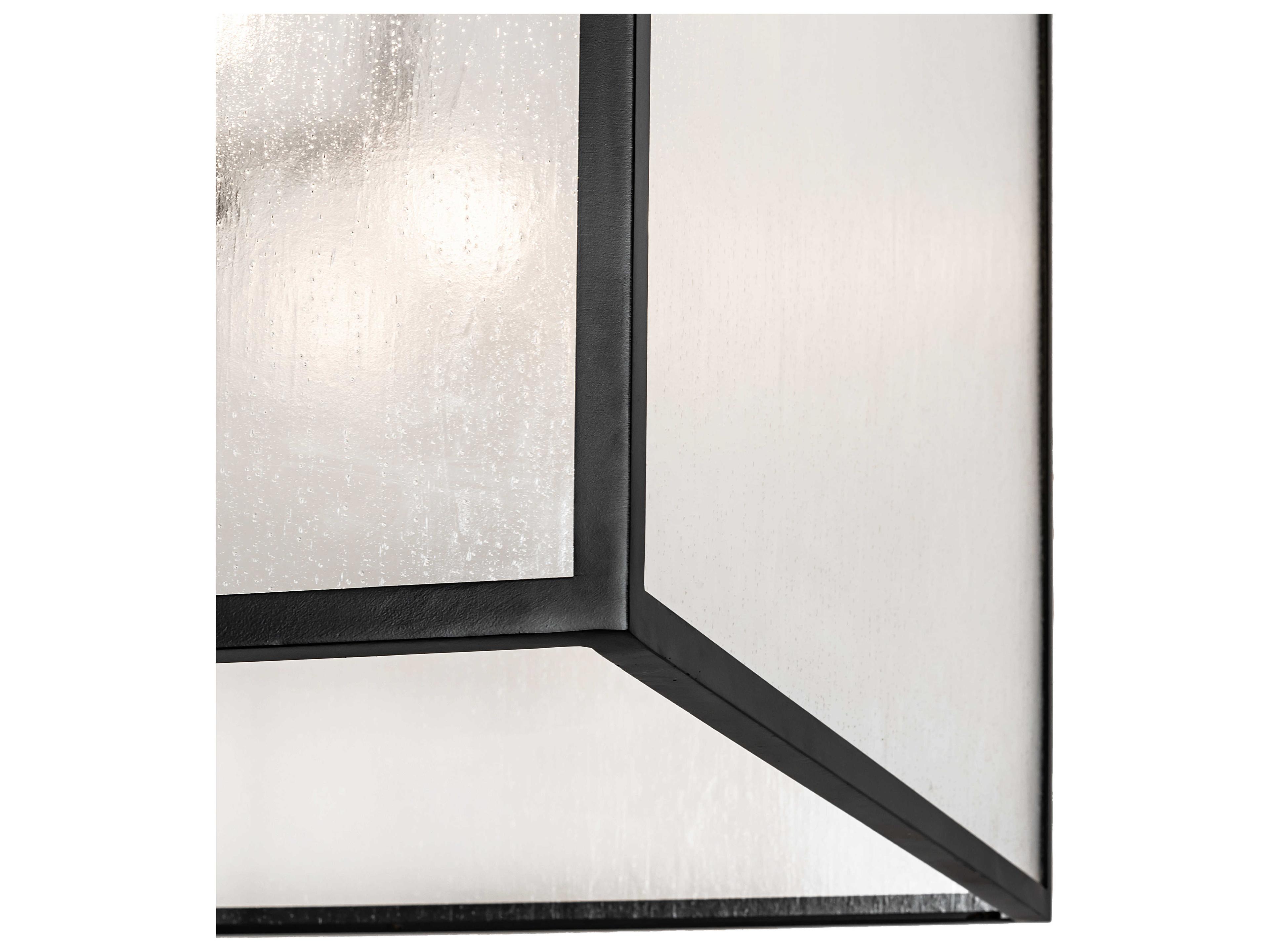 Meyda Kitzi Box 4-Light Flat Black Glass LED Geometric Semi Flush Mount