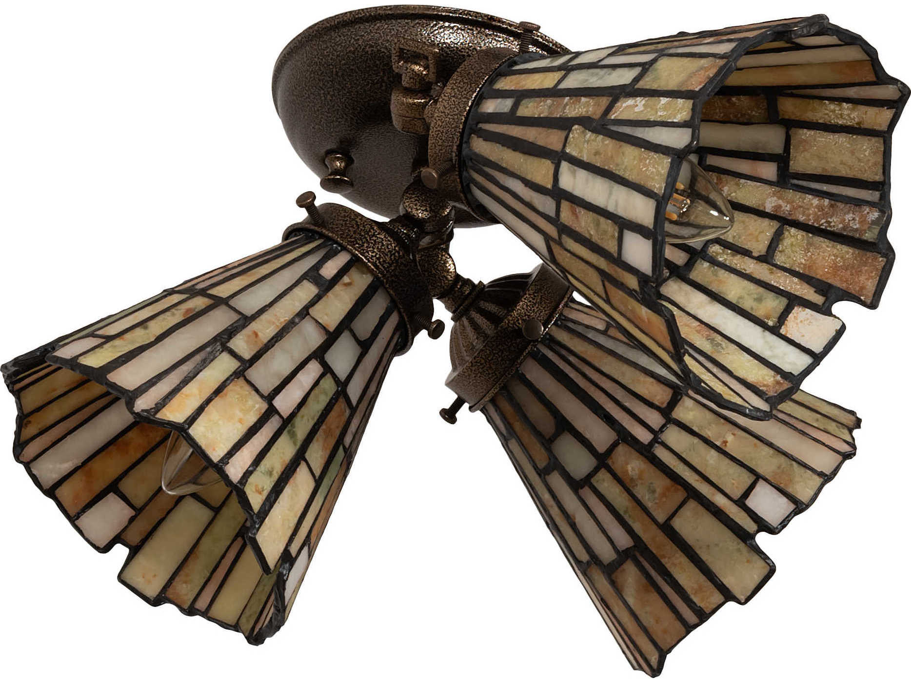 Meyda Delta 3-Light Green Beige White Gold Off Empire Flush Mount