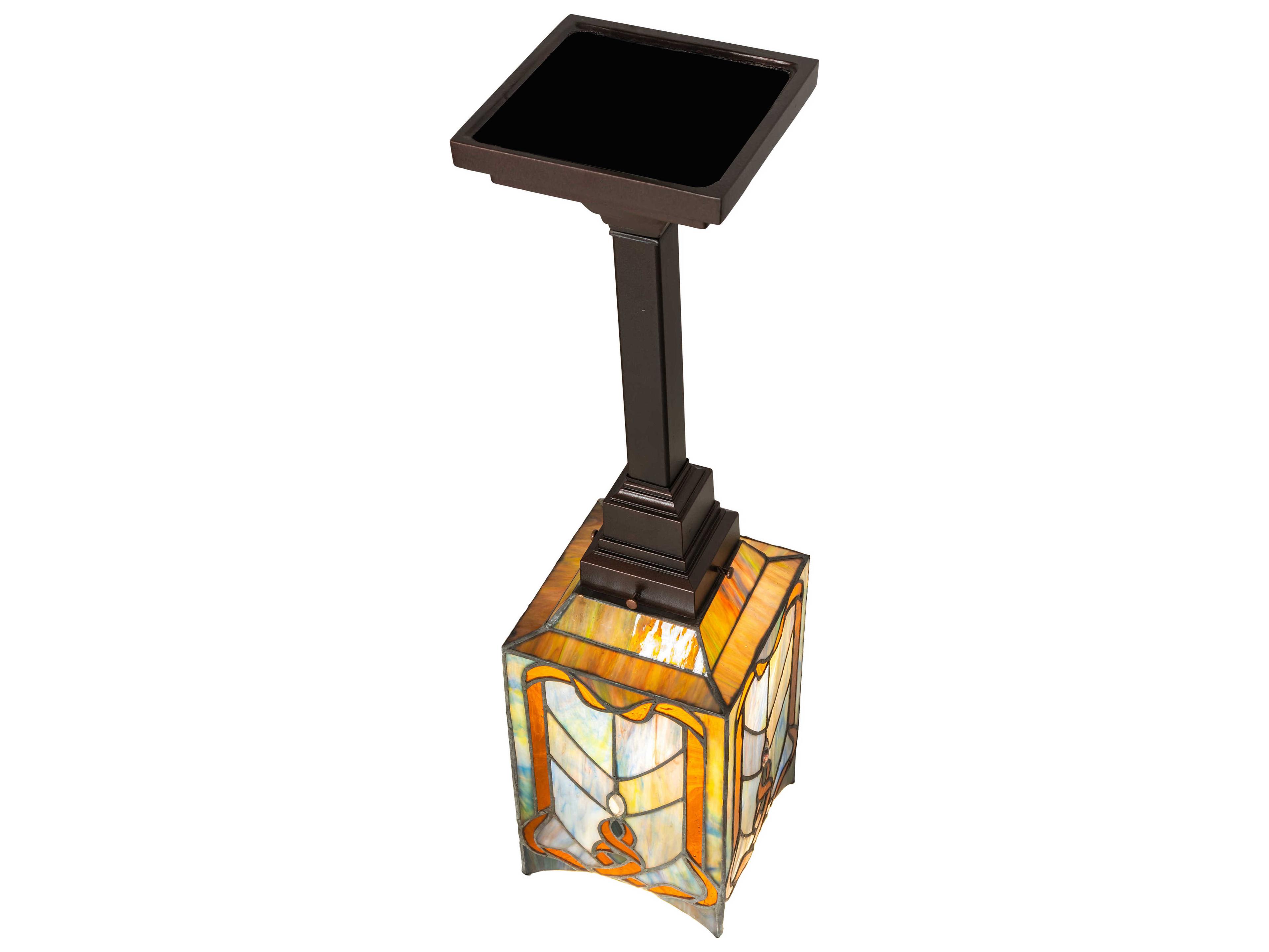 Meyda Cottage Mission 1-Light Brown Glass Tiffany Semi Flush Mount