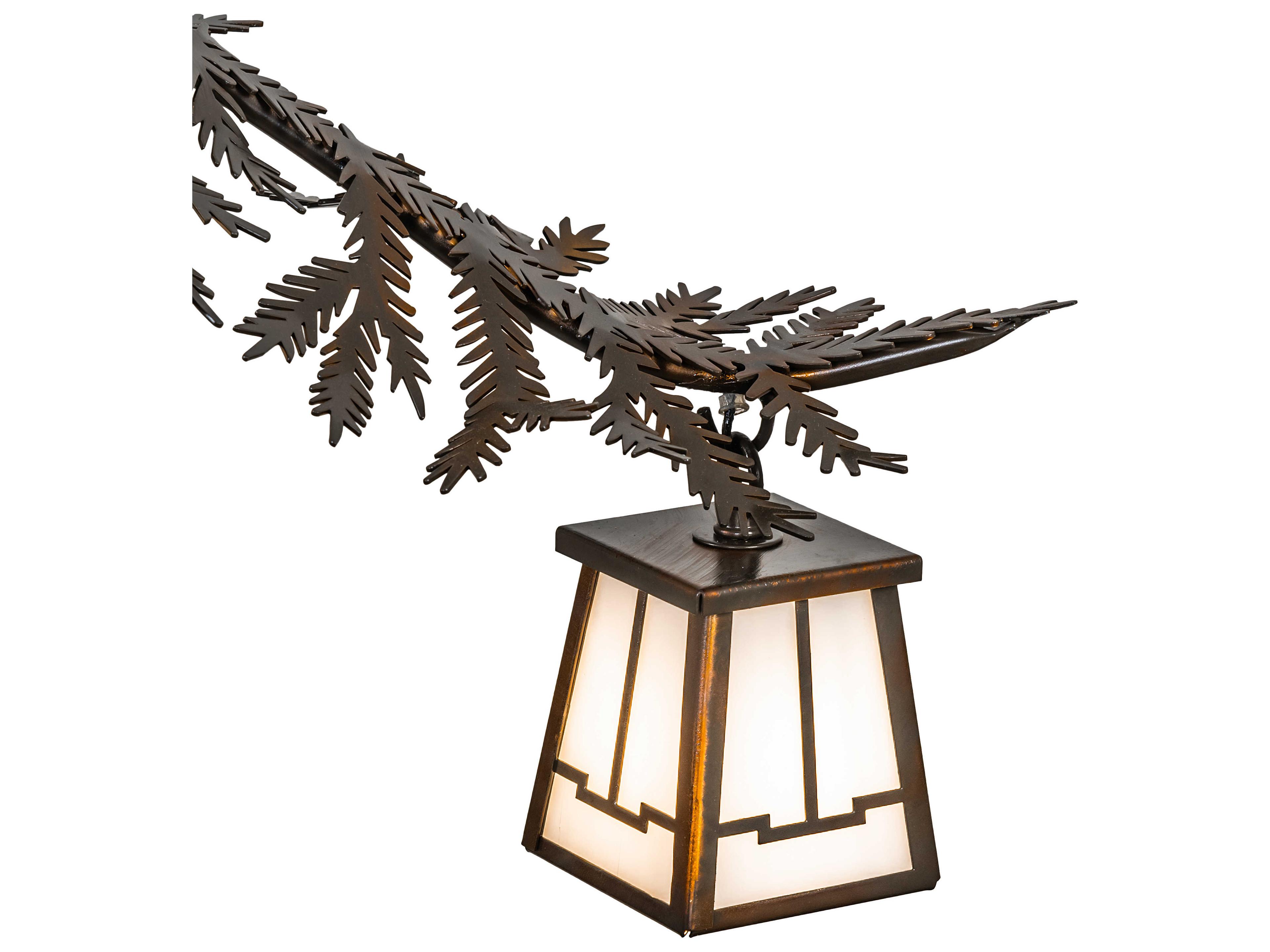 Meyda Pine Branch 12-Light Vintage Copper Glass Lantern Chandelier