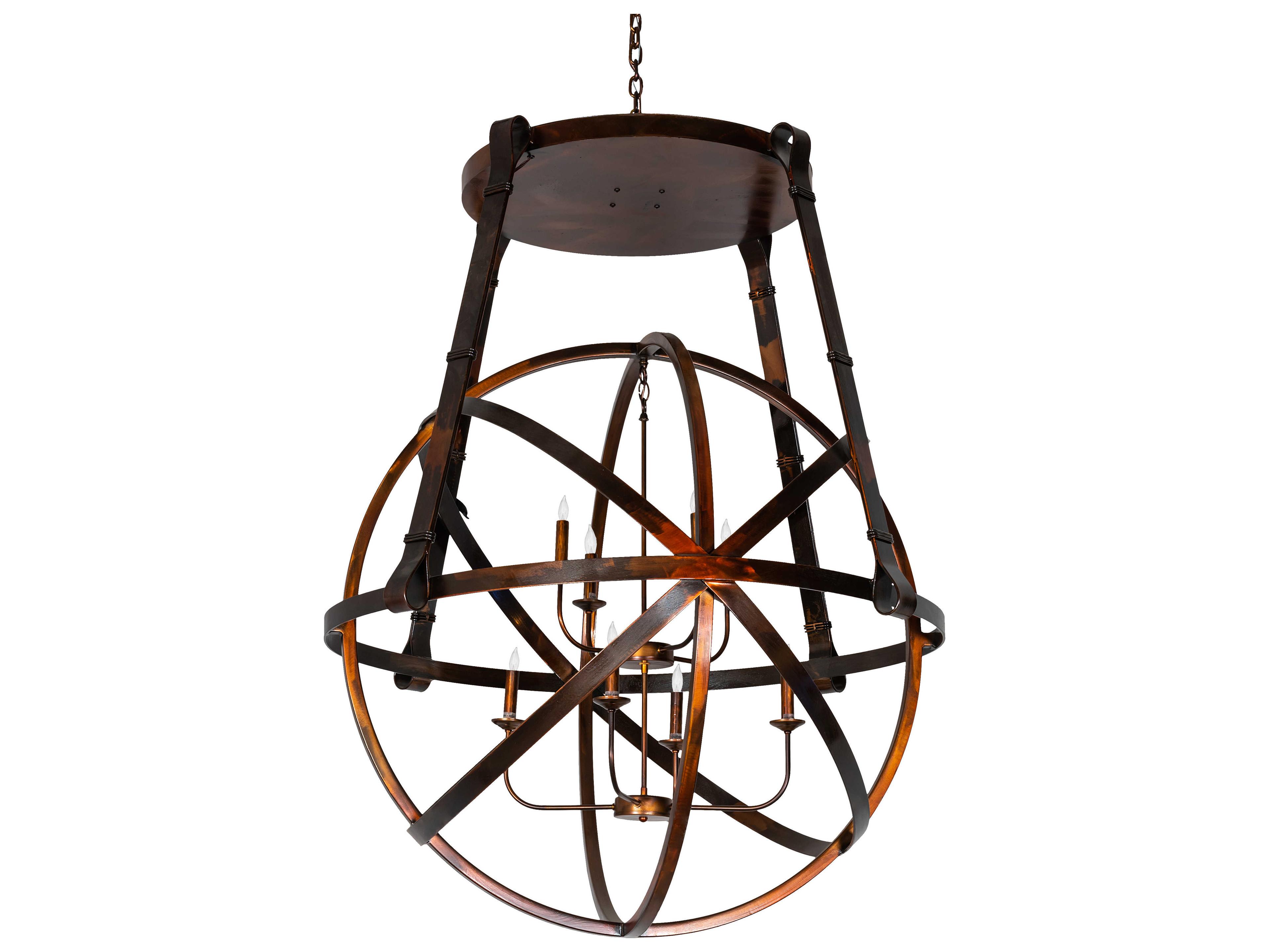 Meyda Gimbal 8-Light Vintage Copper LED Candelabra Chandelier