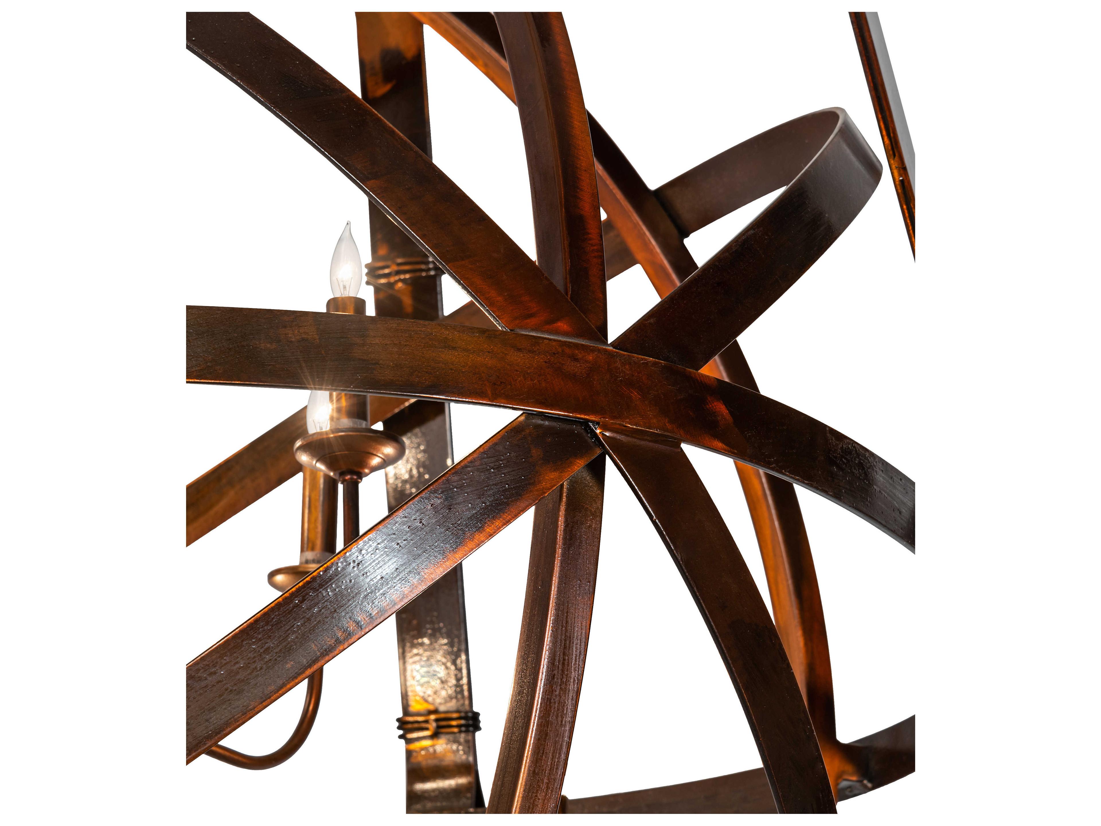 Meyda Gimbal 8-Light Vintage Copper LED Candelabra Chandelier