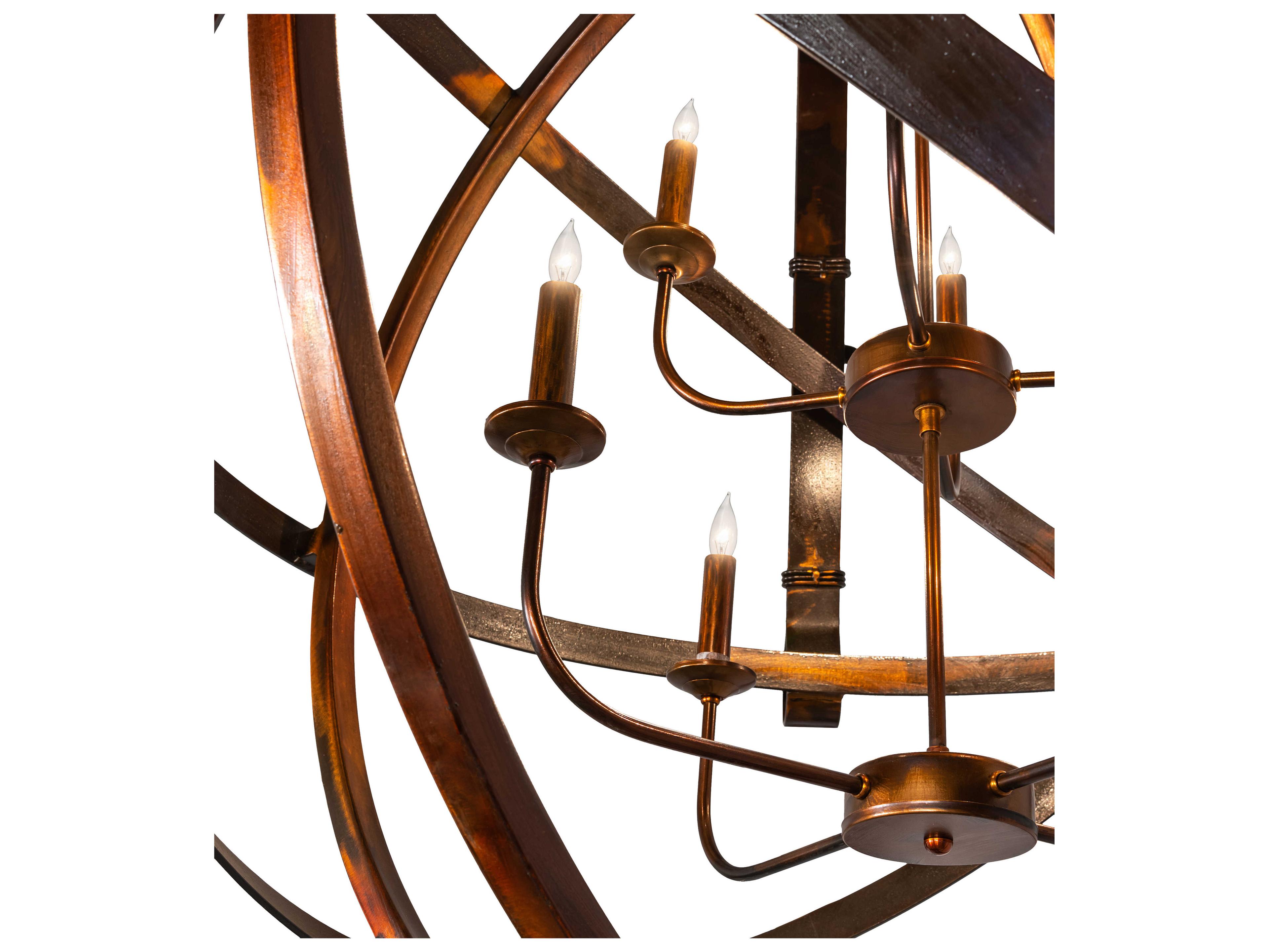 Meyda Gimbal 8-Light Vintage Copper LED Candelabra Chandelier