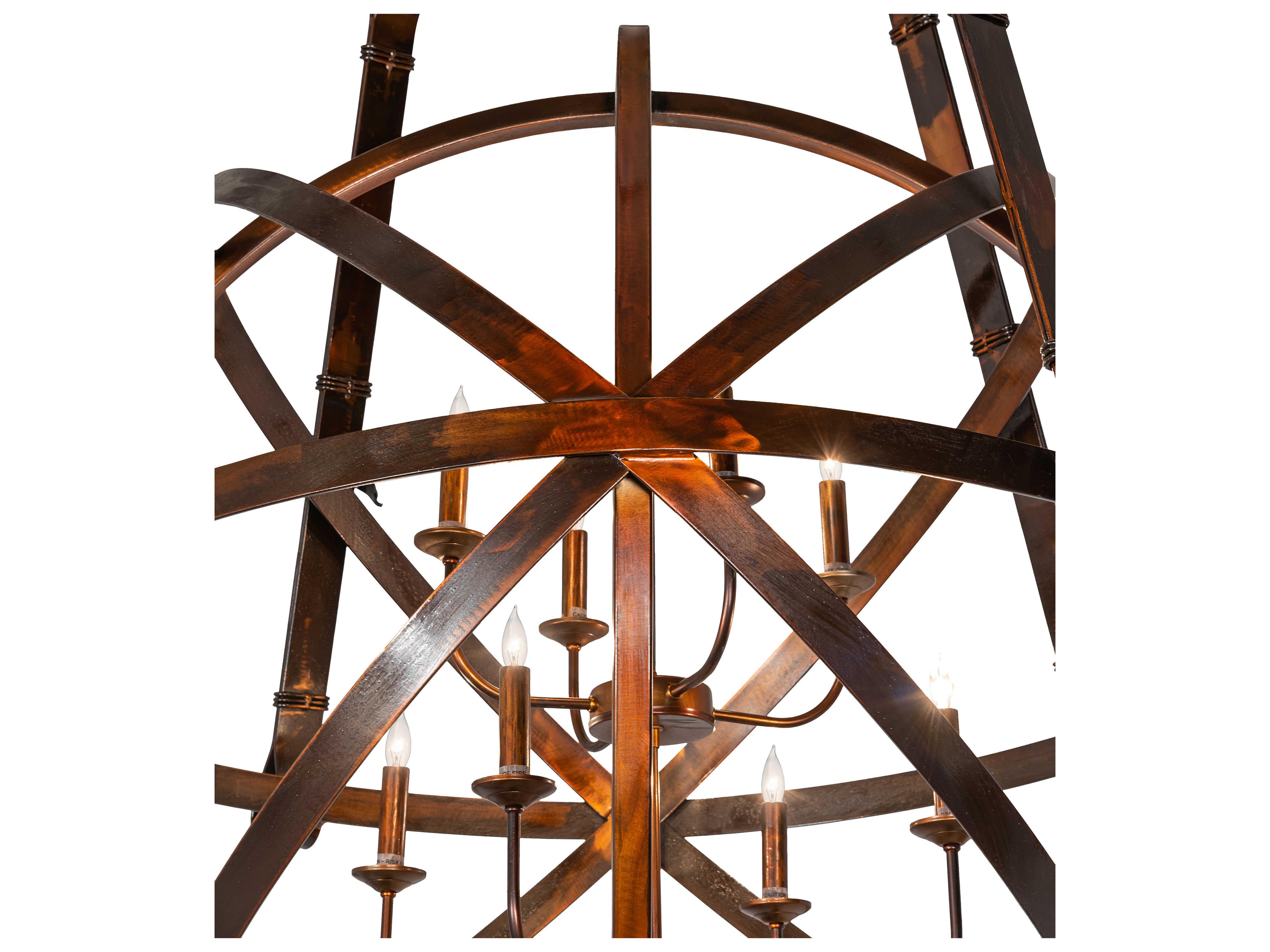 Meyda Gimbal 8-Light Vintage Copper LED Candelabra Chandelier