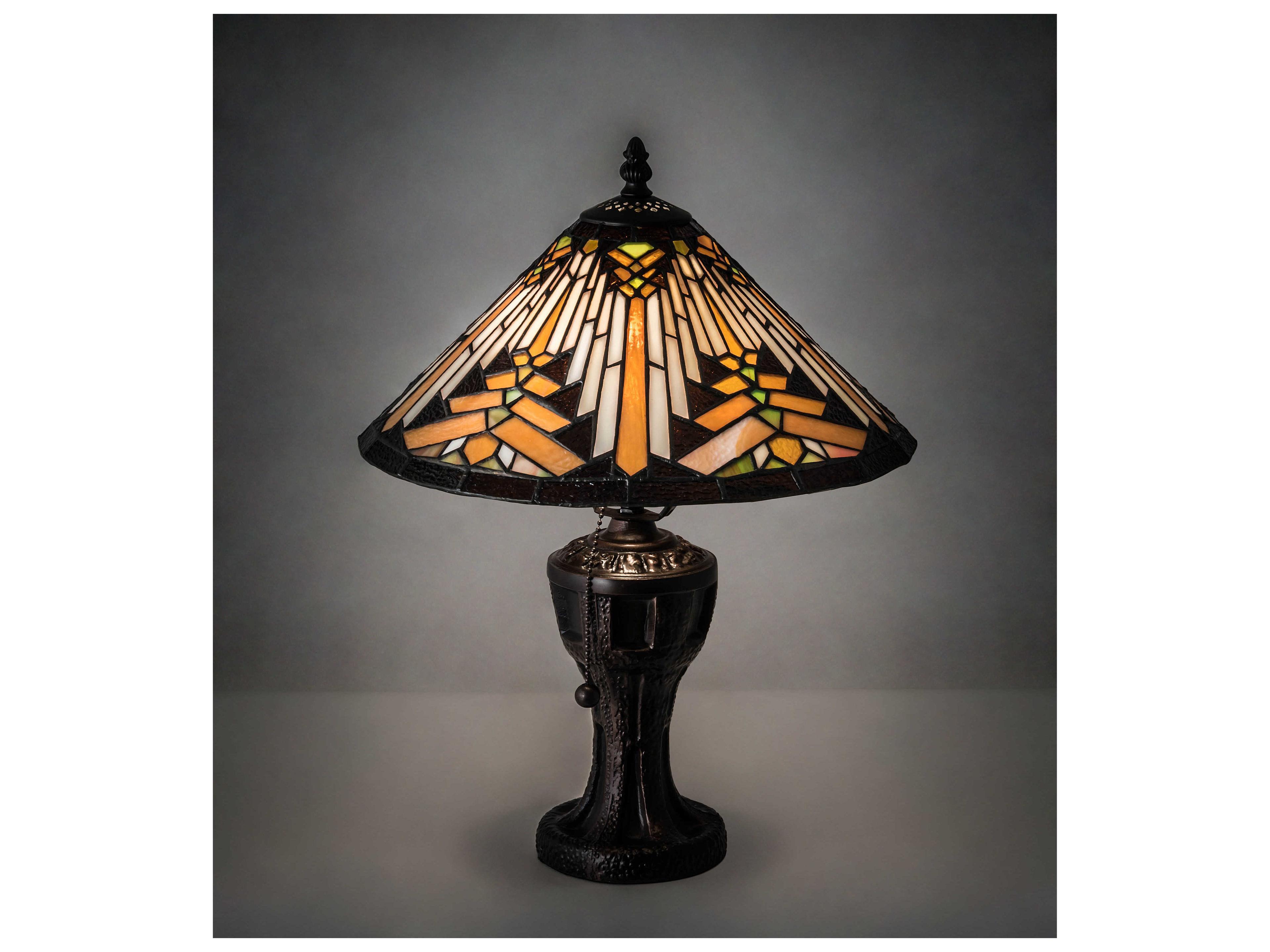 Meyda Nuevo Ii Glass Tiffany Mahogany Bronze Brown Table Lamp