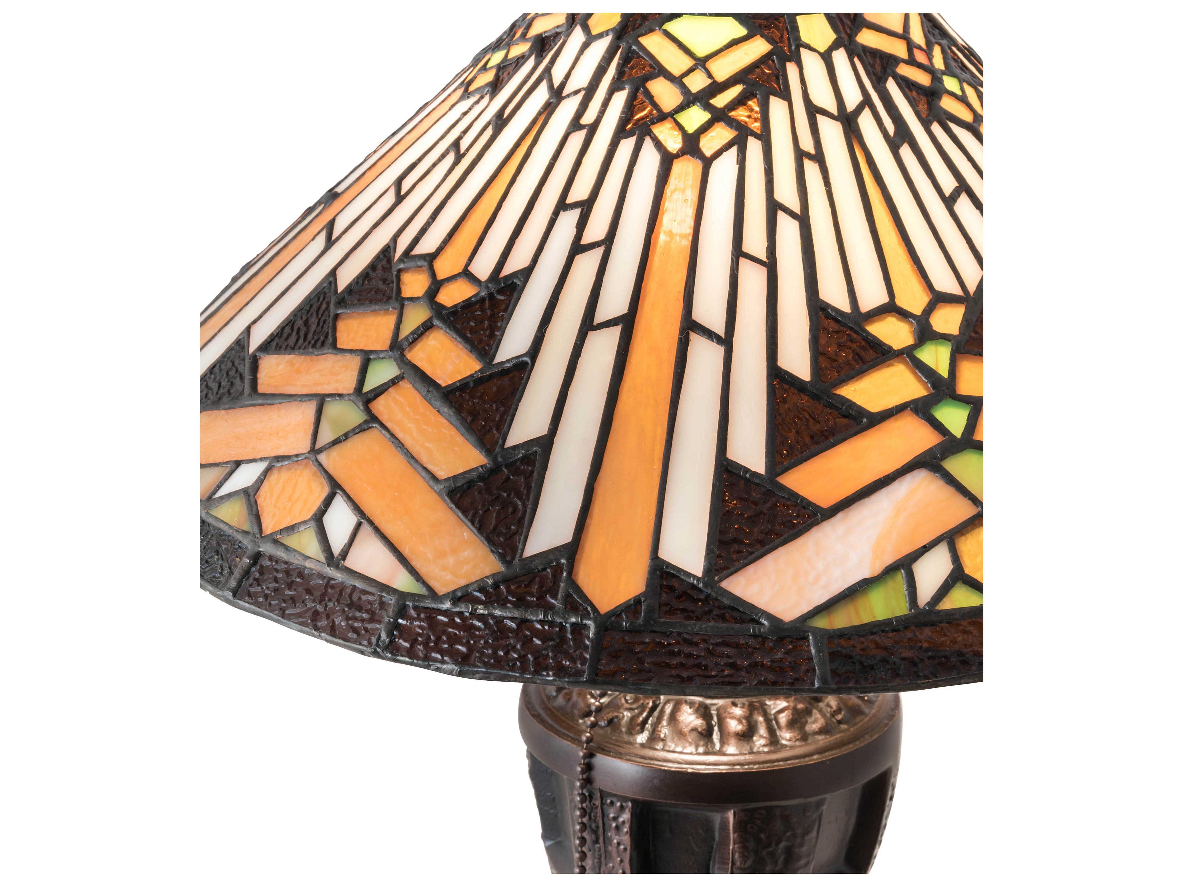 Meyda Nuevo Ii Glass Tiffany Mahogany Bronze Brown Table Lamp