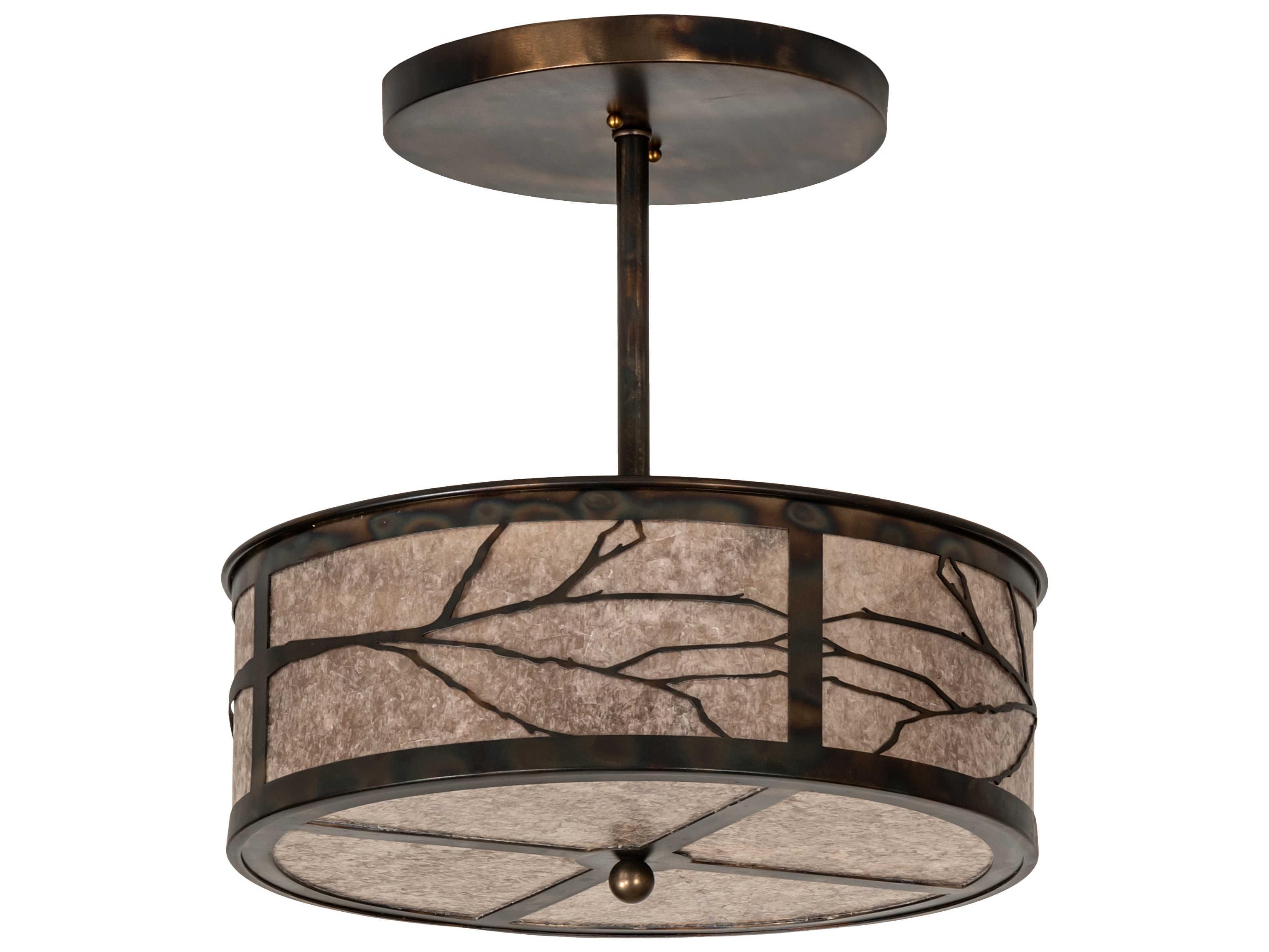 Meyda Branches 2-Light Antique Copper Drum Pendant