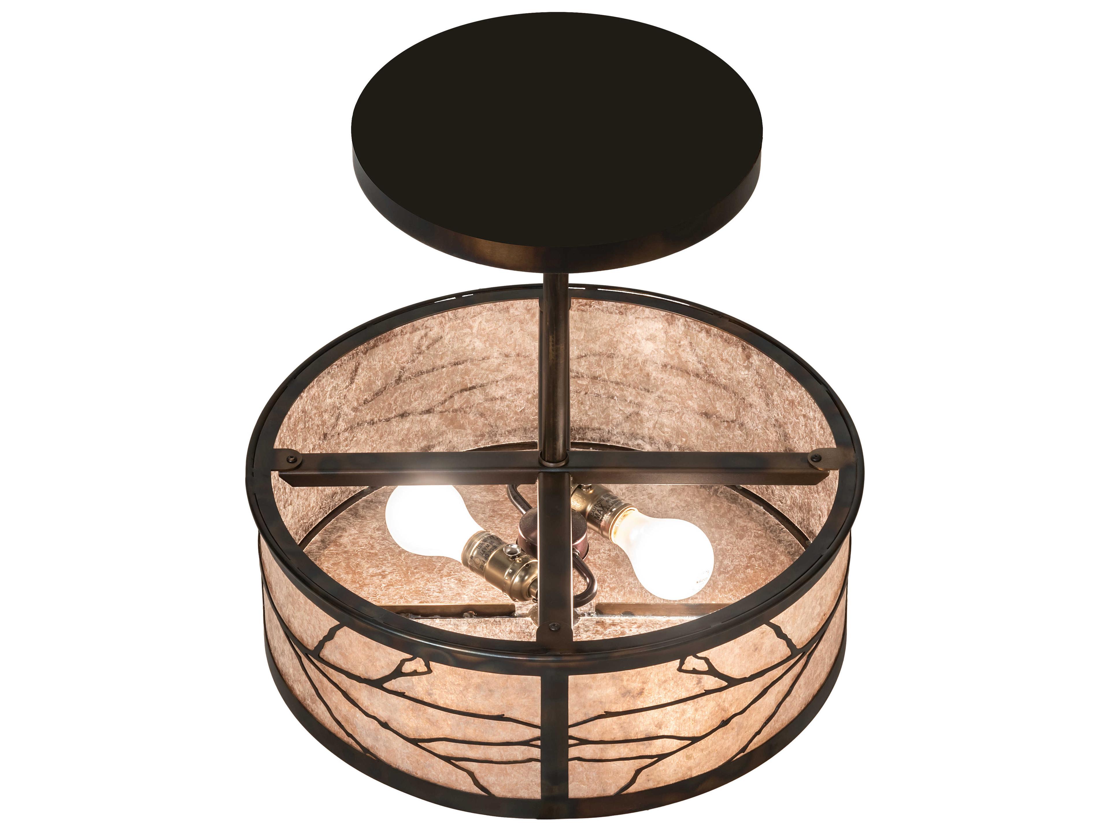 Meyda Branches 2-Light Antique Copper Drum Pendant