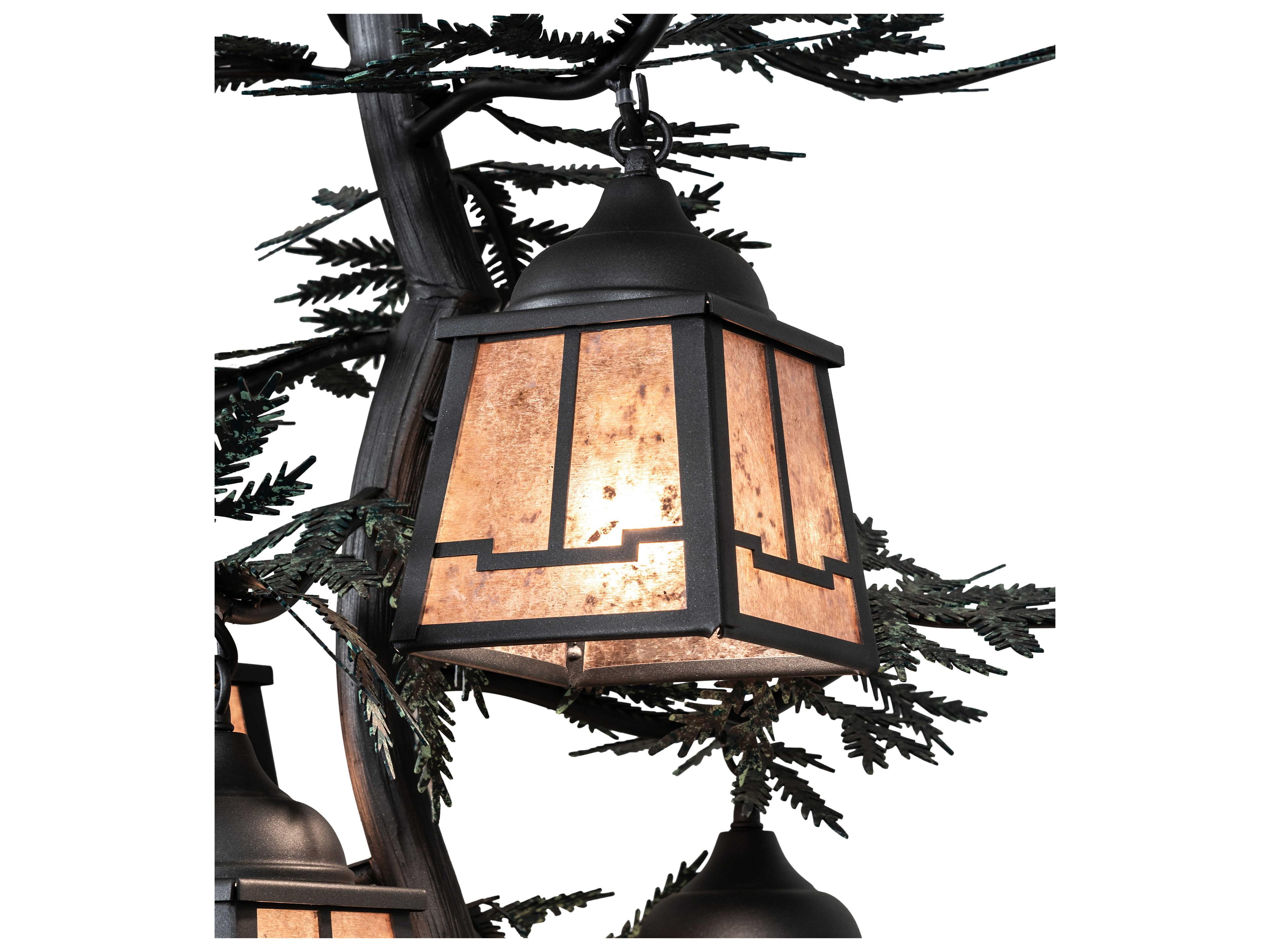 Meyda Pine Branch Valley View 5-Light Gunmetal Gray Lantern Chandelier