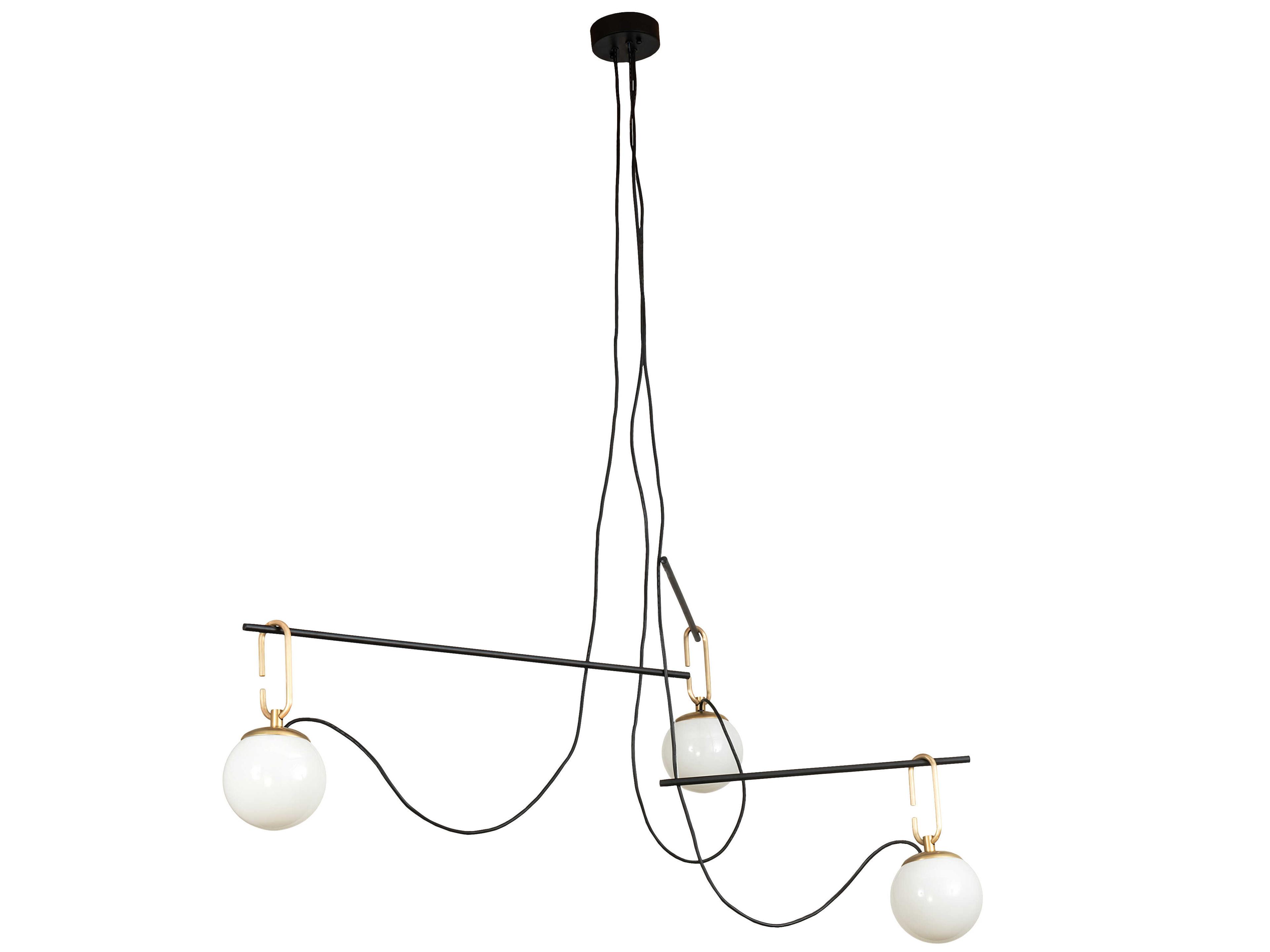 Meyda Bola 3-Light Black Glass Globe Linear Pendant