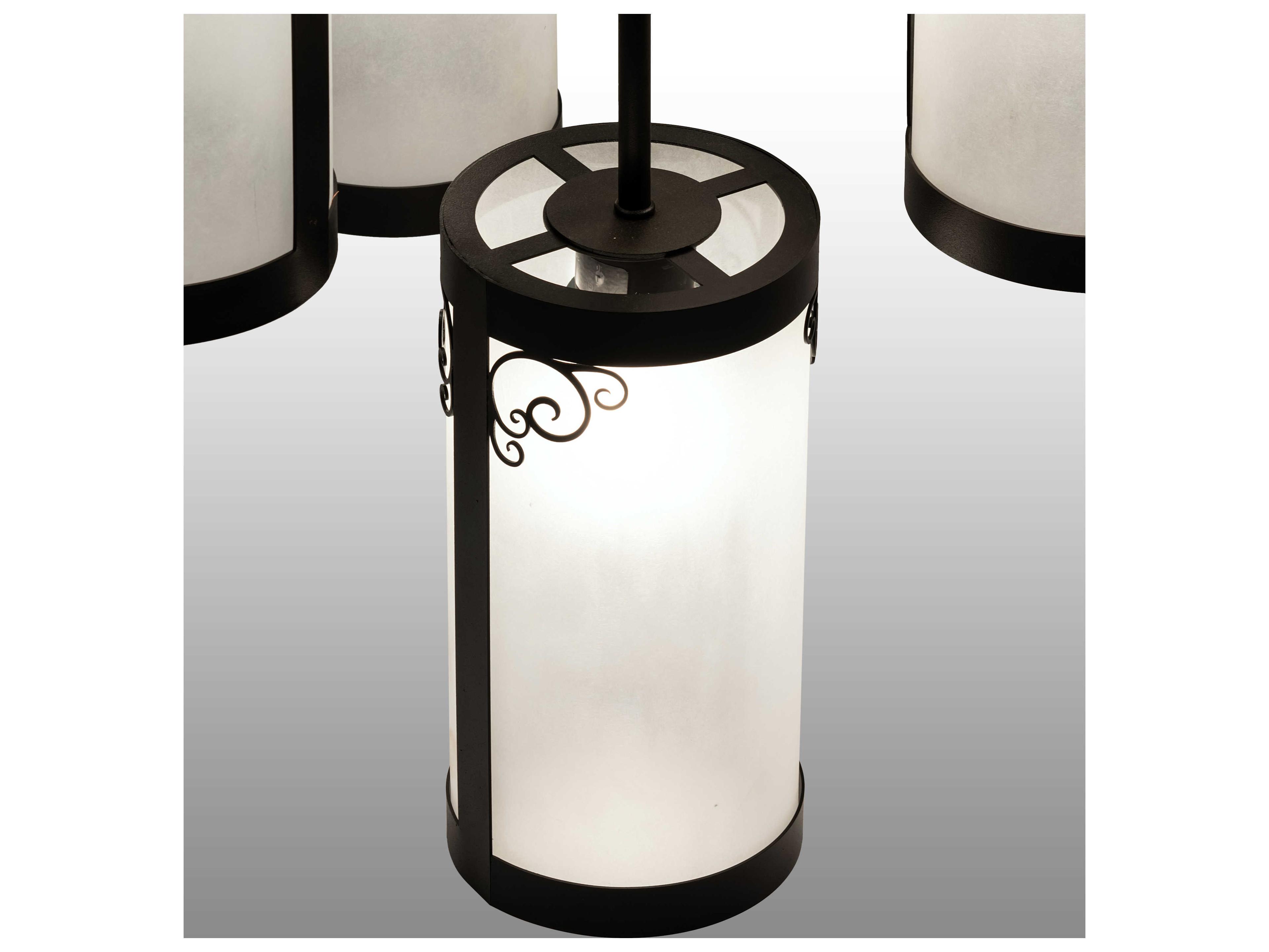 Meyda Putrelo 6-Light Wrought Iron Black Cylinder Chandelier