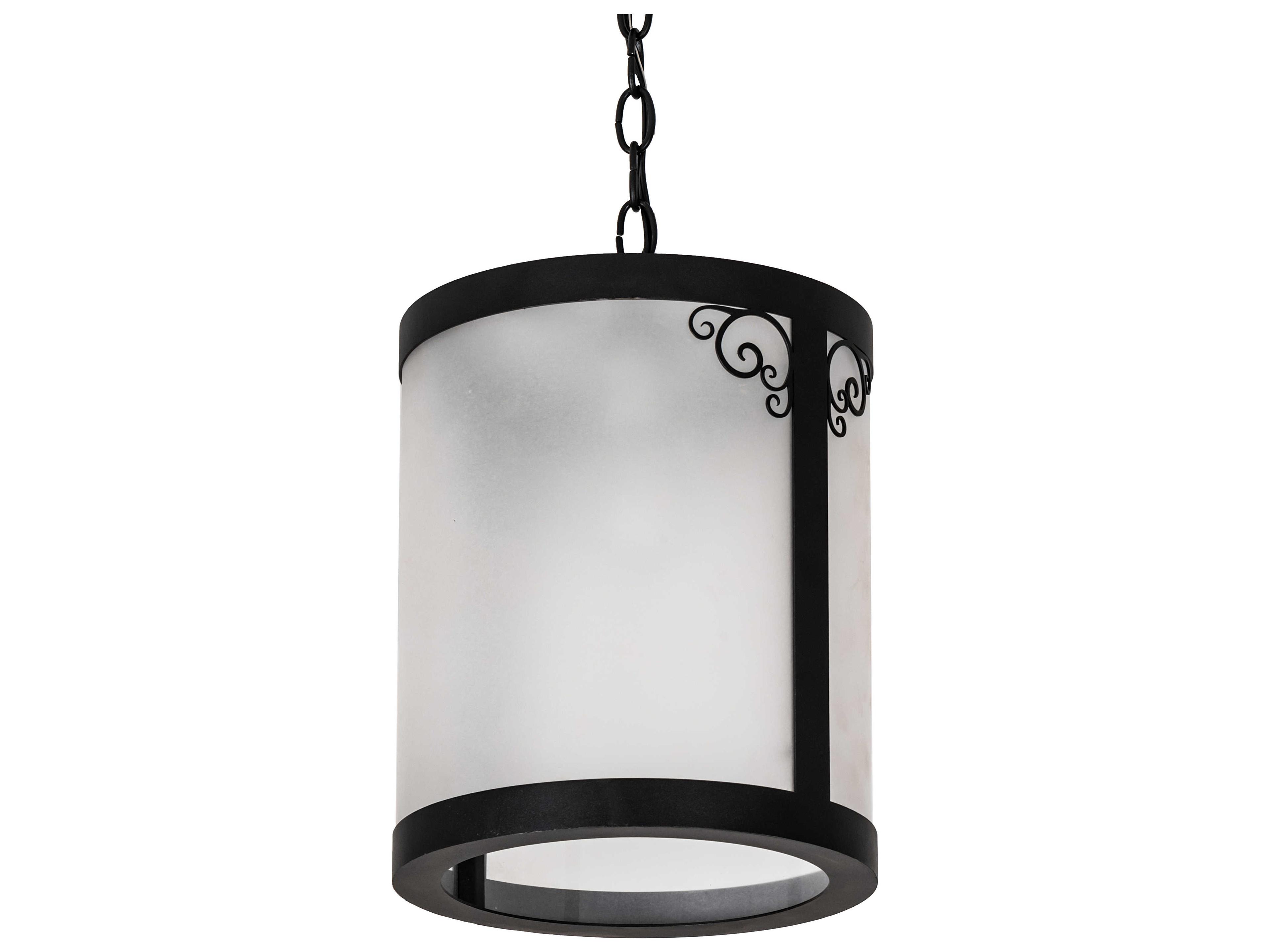 Meyda Putrelo 1-Light Wrought Iron Black Cylinder Mini Pendant
