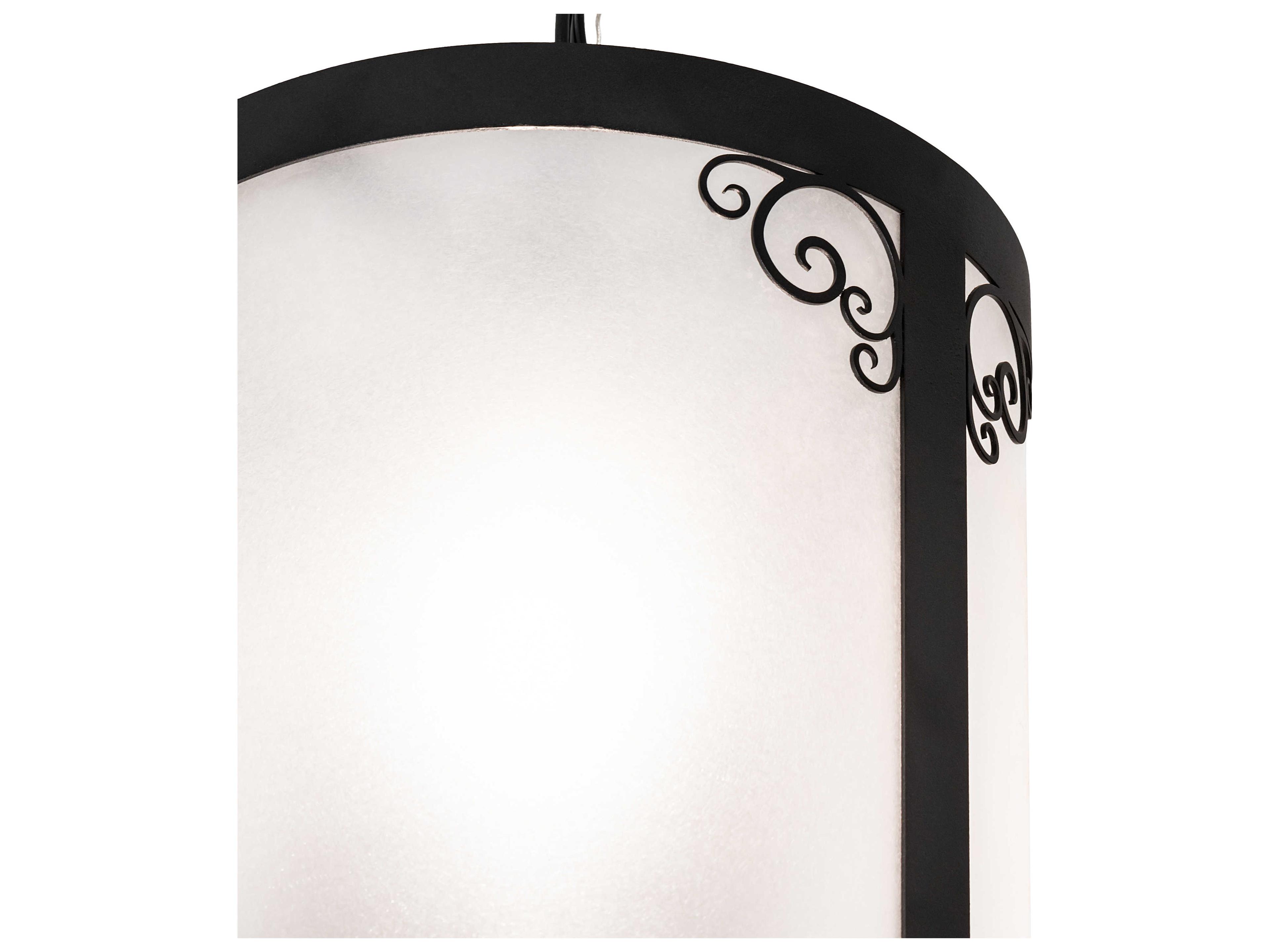 Meyda Putrelo 1-Light Wrought Iron Black Cylinder Mini Pendant