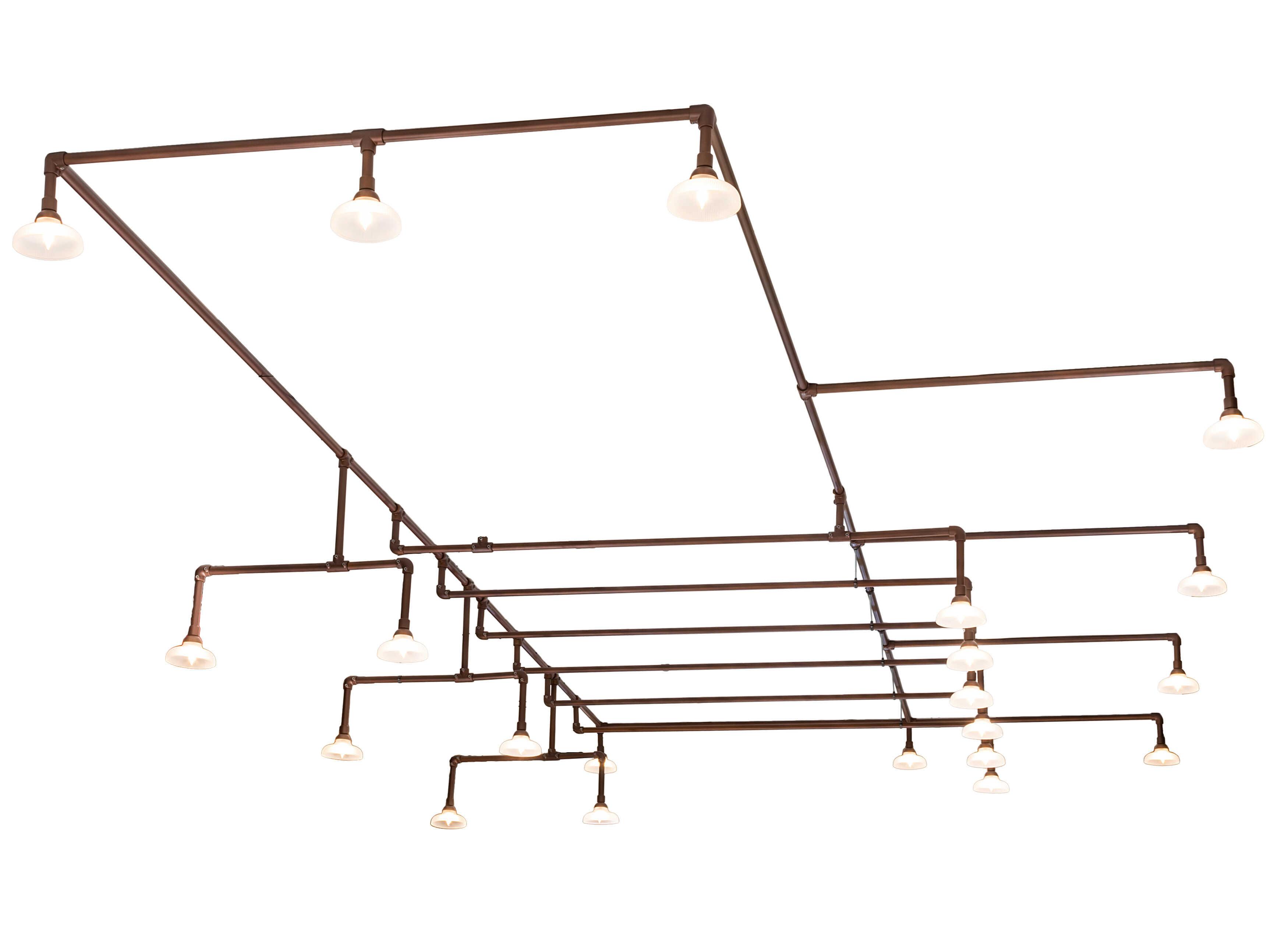 Meyda Pipedream 21-Light Nickel Copper Glass Linear Semi Flush Mount