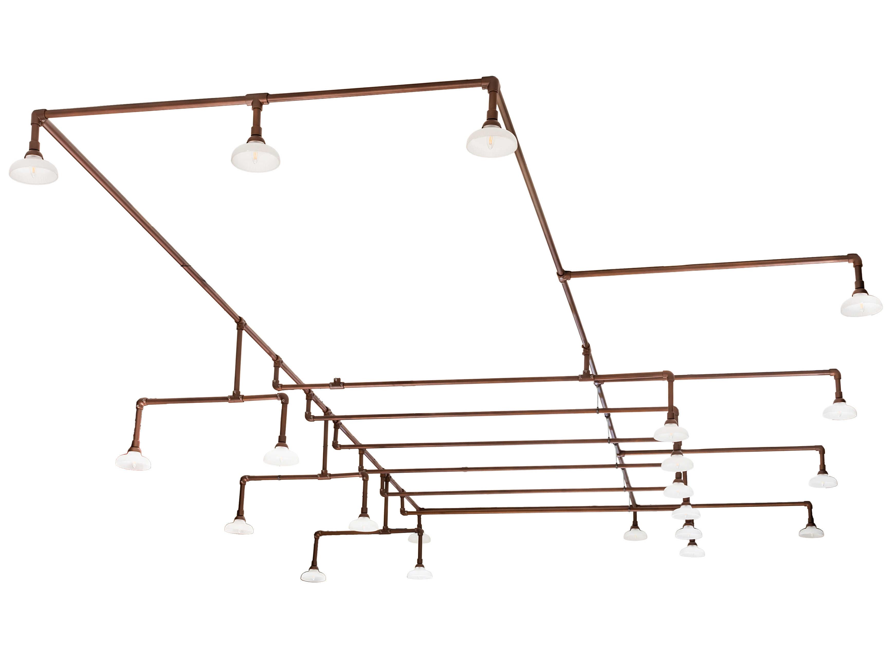 Meyda Pipedream 21-Light Nickel Copper Glass Linear Semi Flush Mount