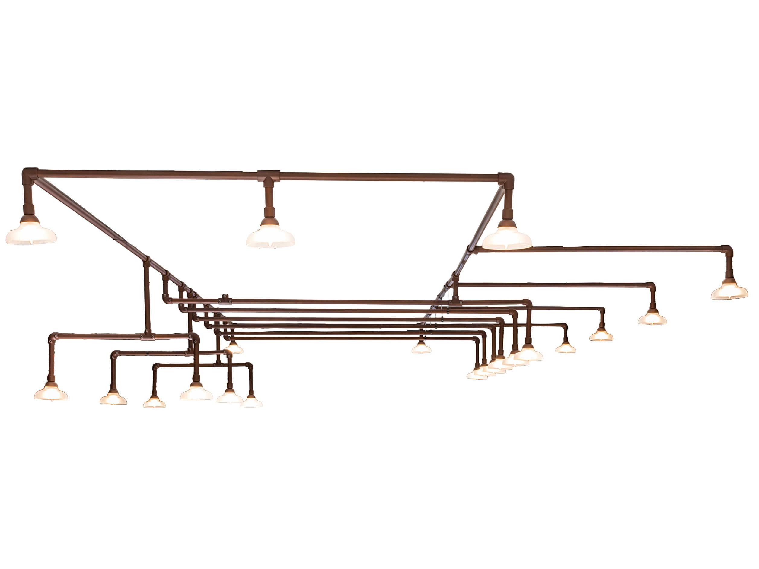 Meyda Pipedream 21-Light Nickel Copper Glass Linear Semi Flush Mount