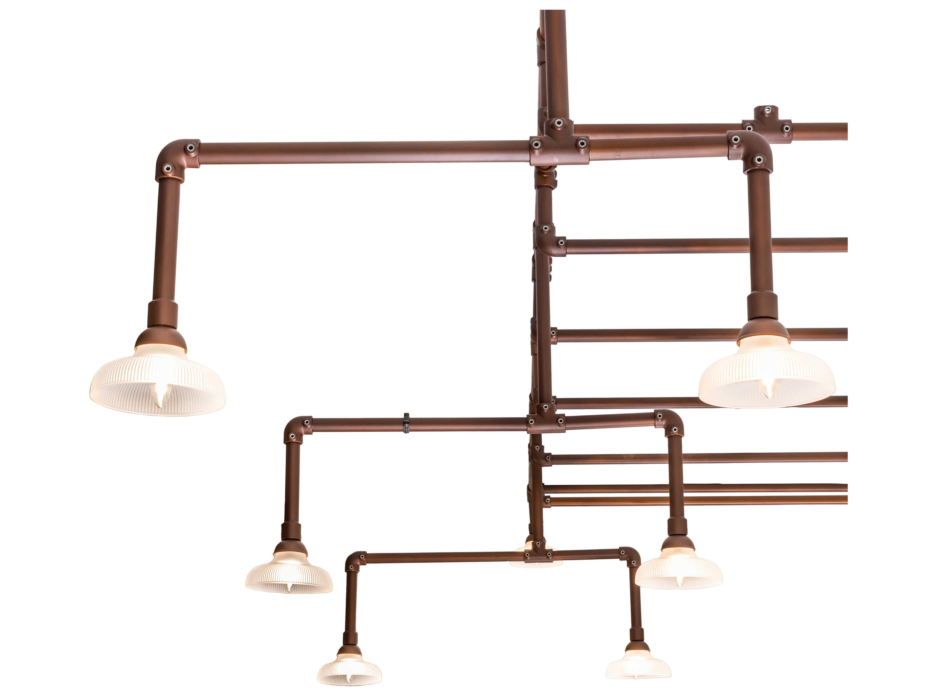 Meyda Pipedream 21-Light Nickel Copper Glass Linear Semi Flush Mount