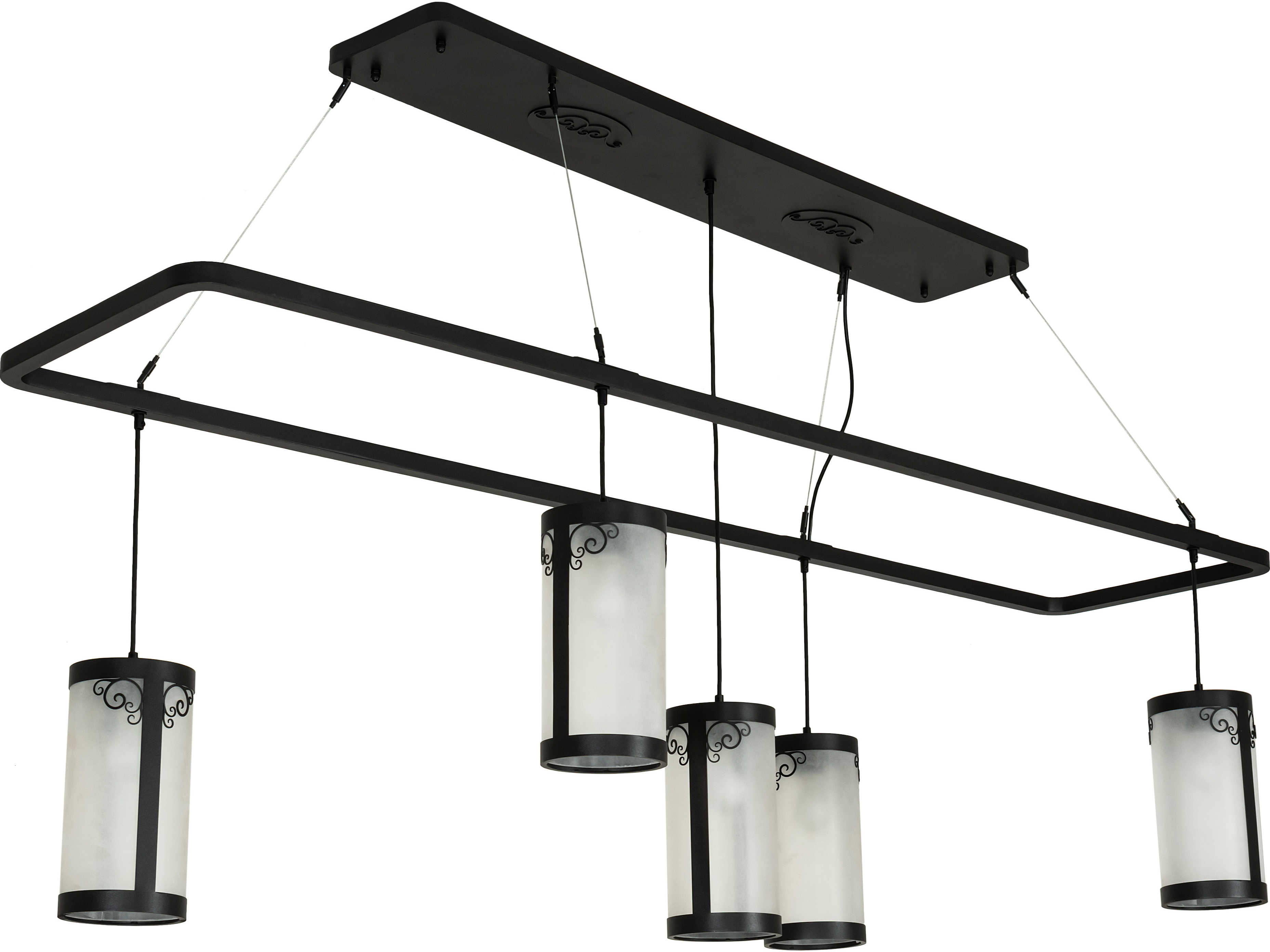 Meyda Putrelo 5-Light Wrought Iron Black Cylinder Island Pendant