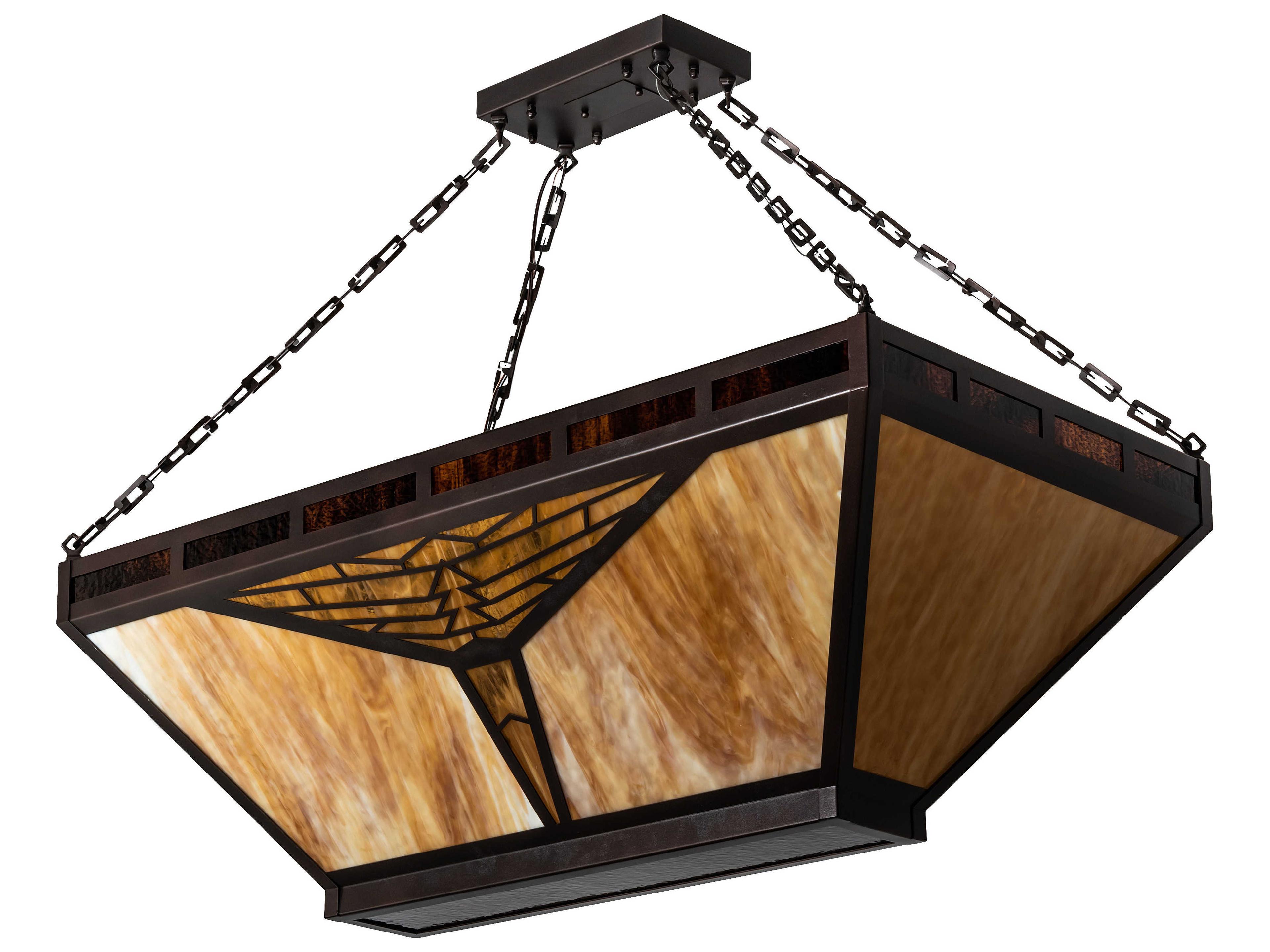 Meyda Nuevo Mission 9-Light Mahogany Bronze Glass Geometric Island Pendant