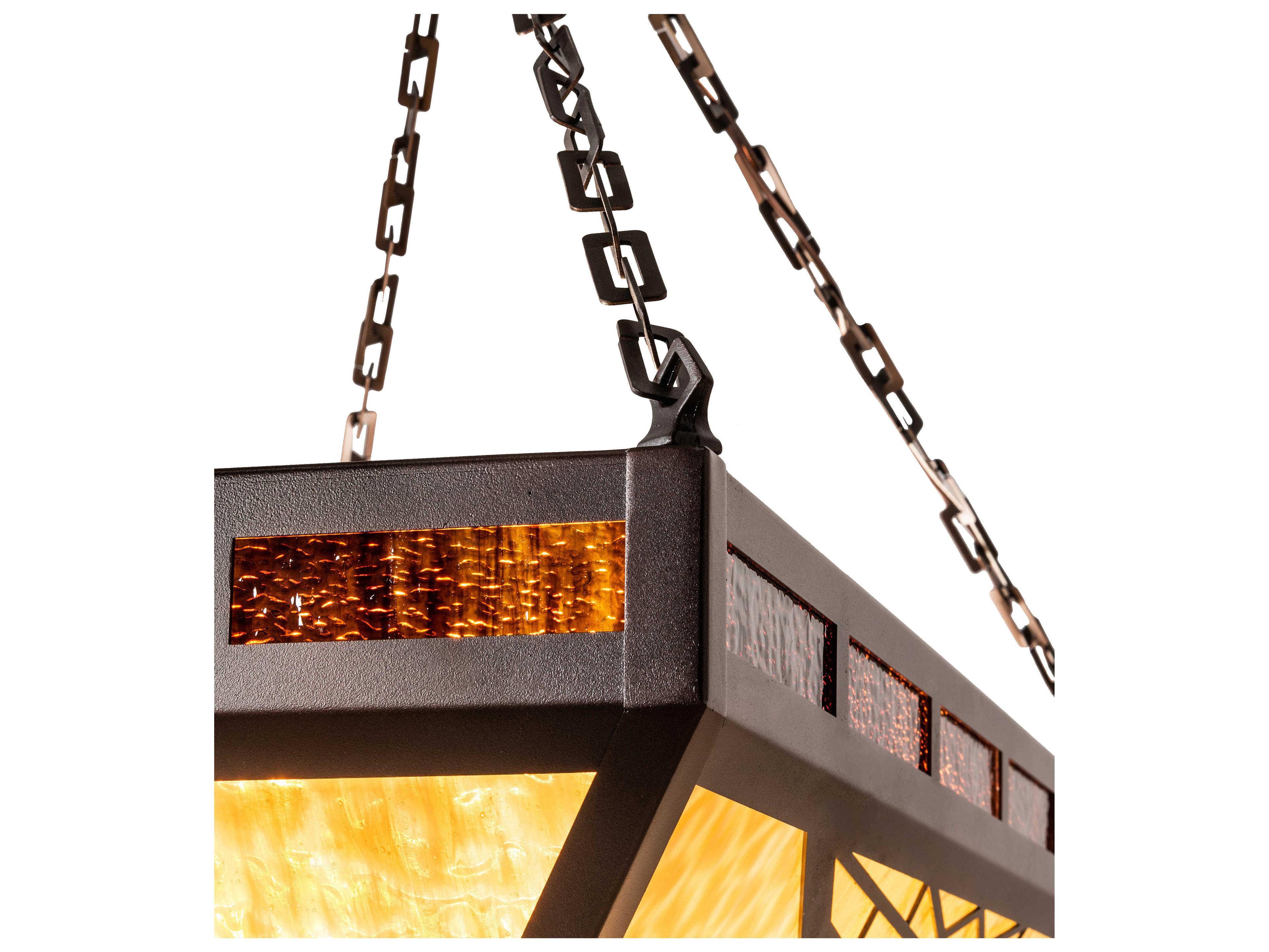 Meyda Nuevo Mission 9-Light Mahogany Bronze Glass Geometric Island Pendant