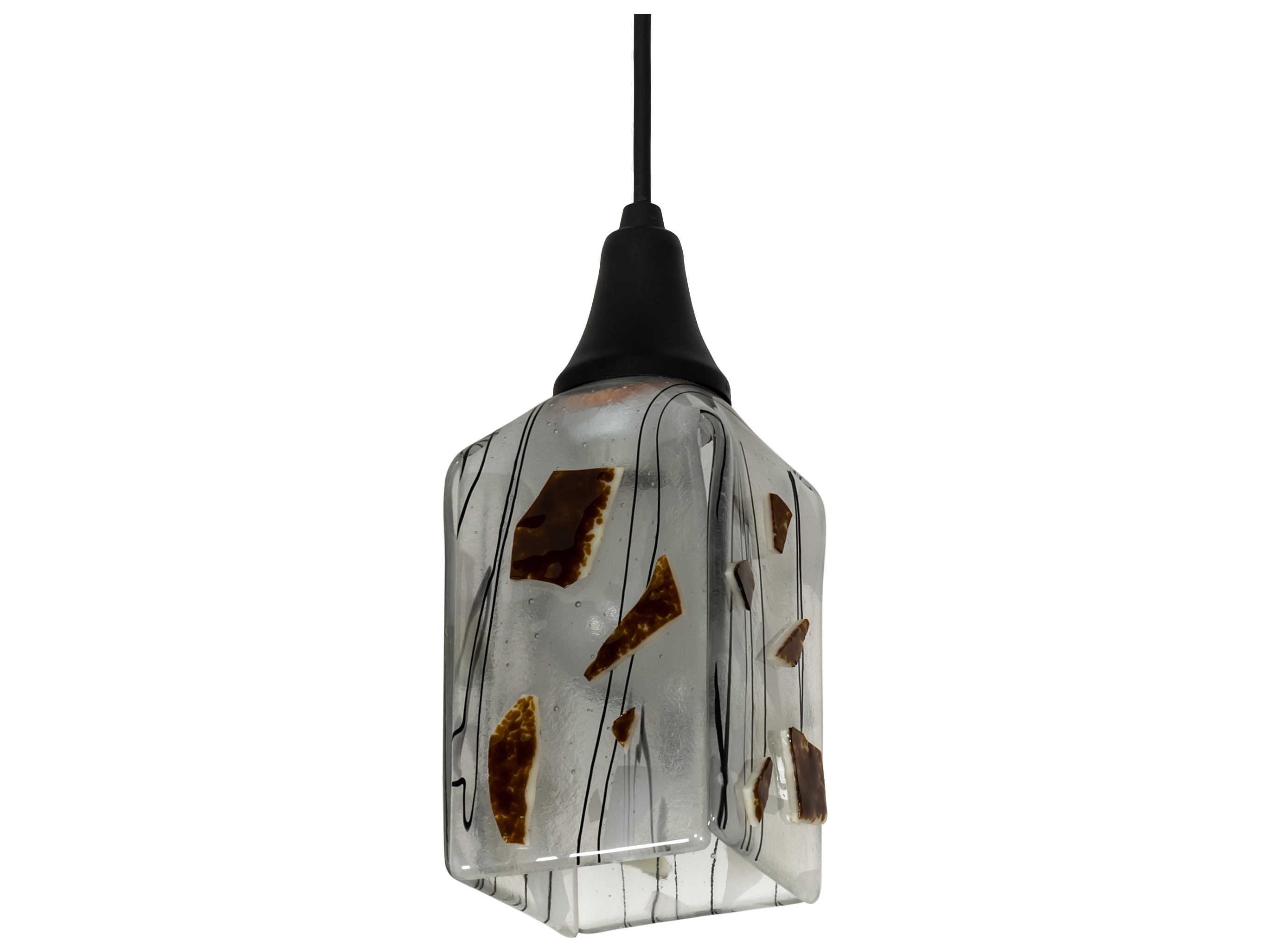 Meyda Metro Fusion 1-Light Textured Black Glass Geometric Mini Pendant