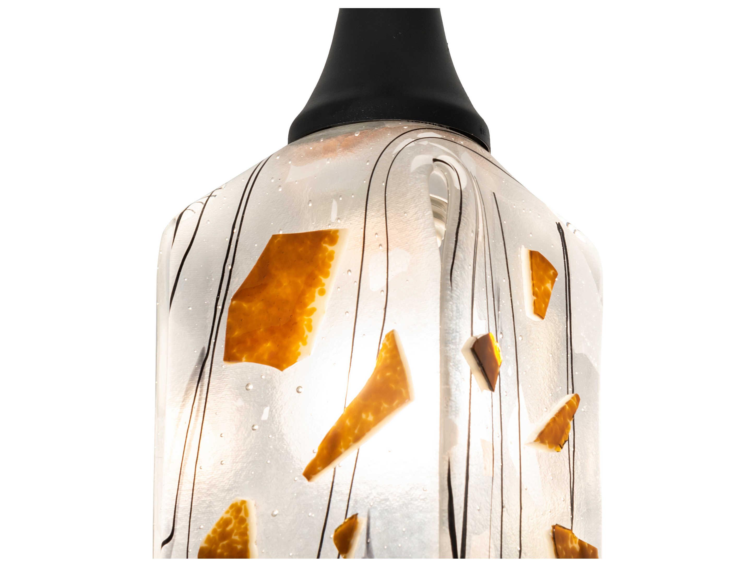 Meyda Metro Fusion 1-Light Textured Black Glass Geometric Mini Pendant