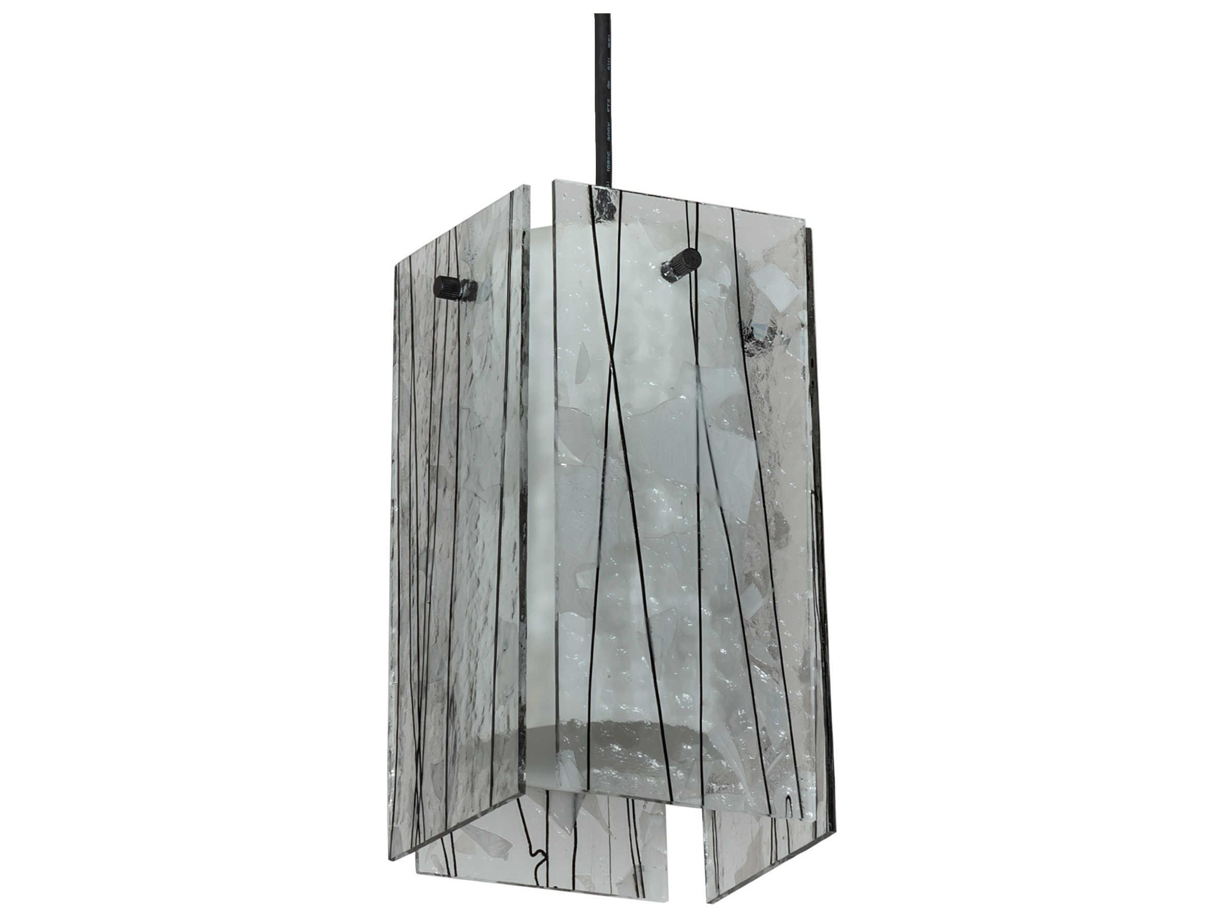 Meyda Metro Fusion 1-Light Textured Black Glass Cylinder Geometric Mini Pendant