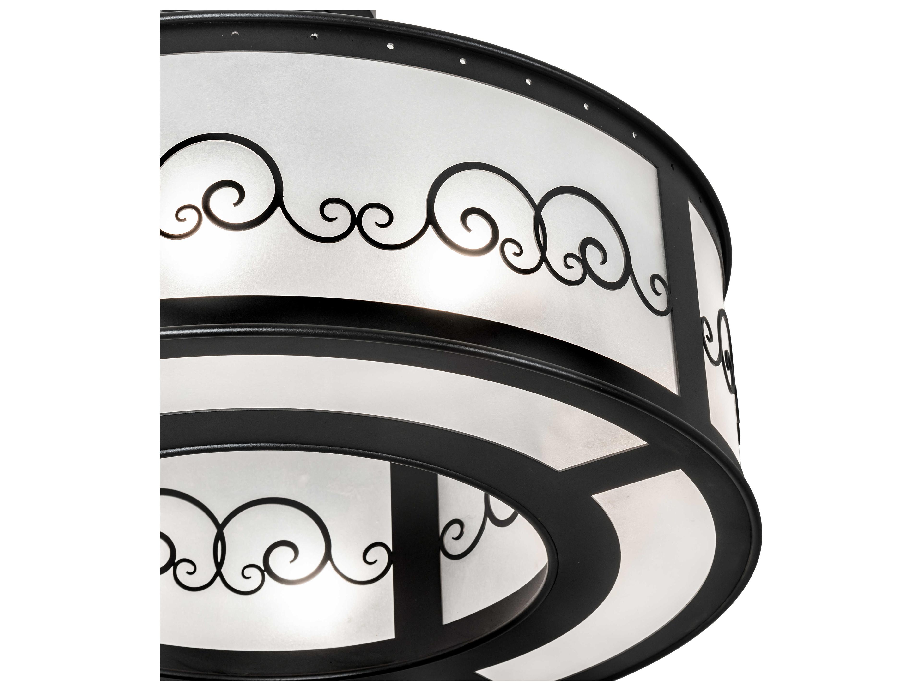 Meyda Putrelo 8-Light Wrought Iron Black Drum Pendant