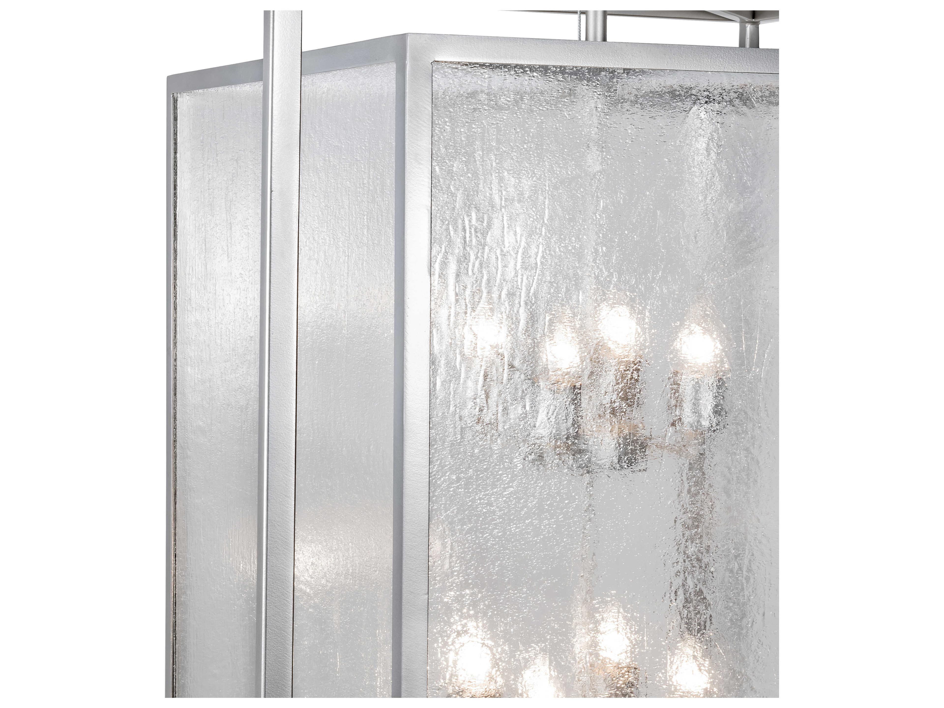 Meyda Kitzi Box 8-Light Nickel Glass Candelabra Geometric Tiered Chandelier