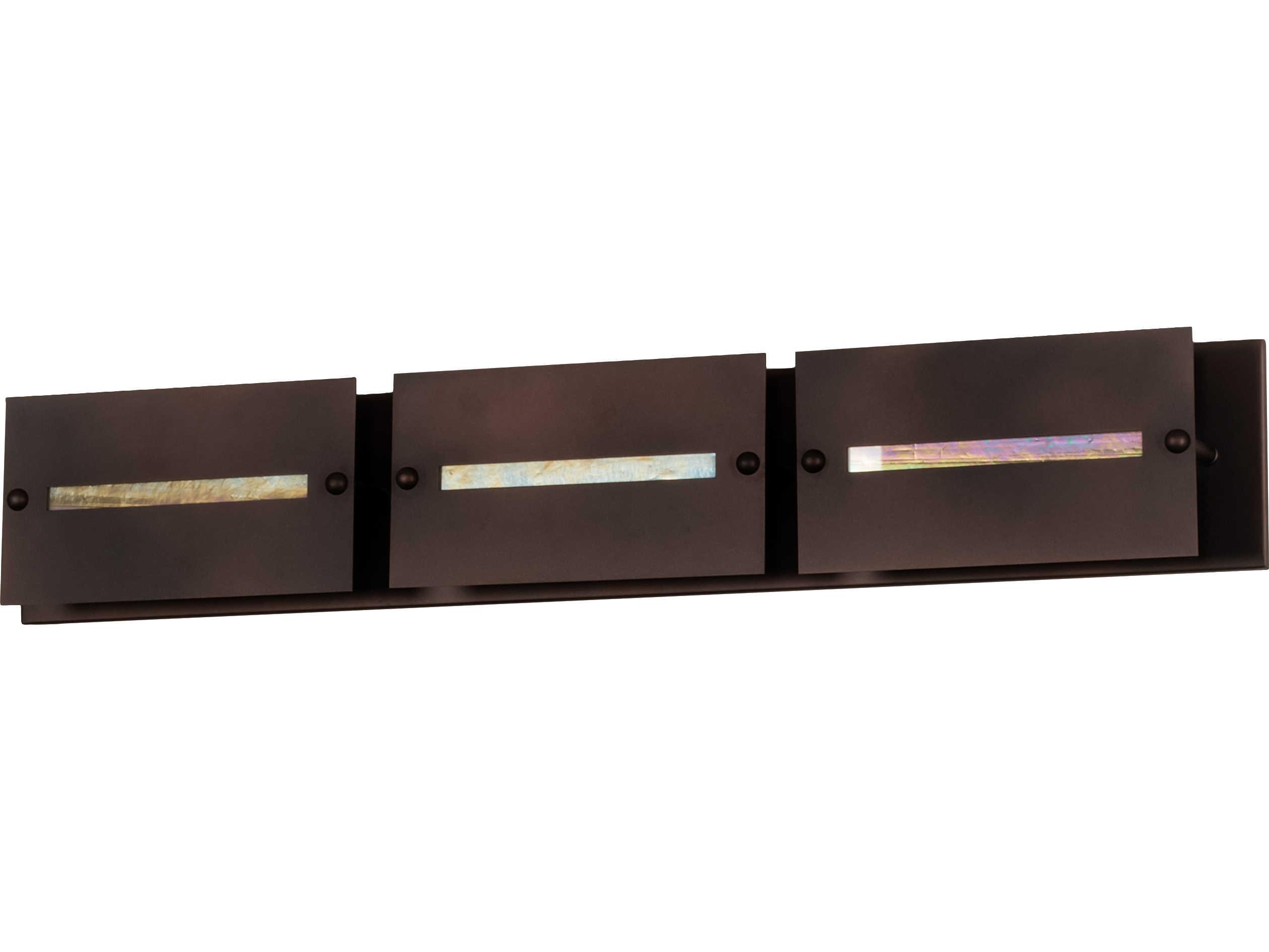 Meyda Stepping Stone 3-Light Beige Cinnamon Coffee Metalic Brown Glass Vanity Light