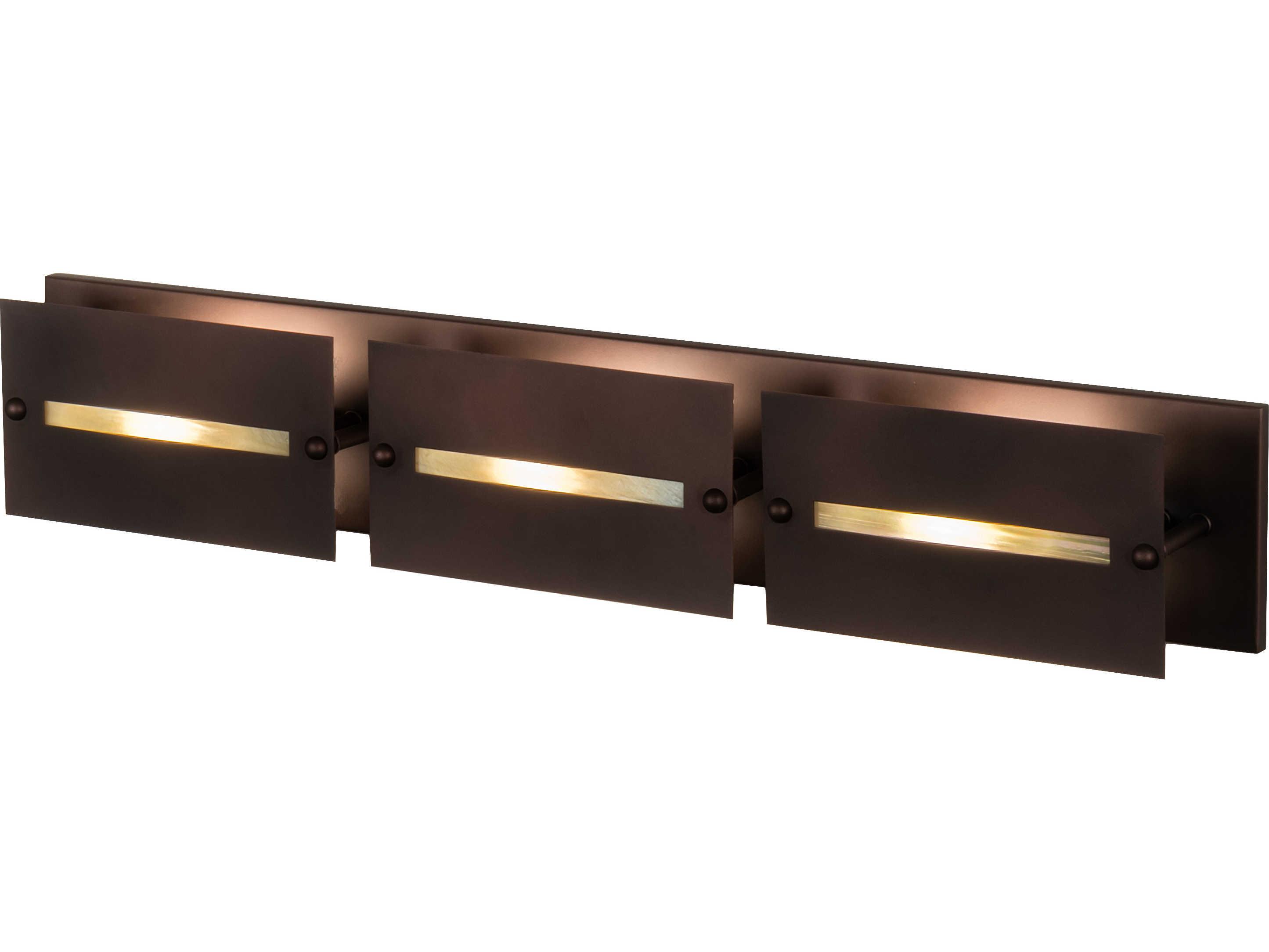 Meyda Stepping Stone 3-Light Beige Cinnamon Coffee Metalic Brown Glass Vanity Light