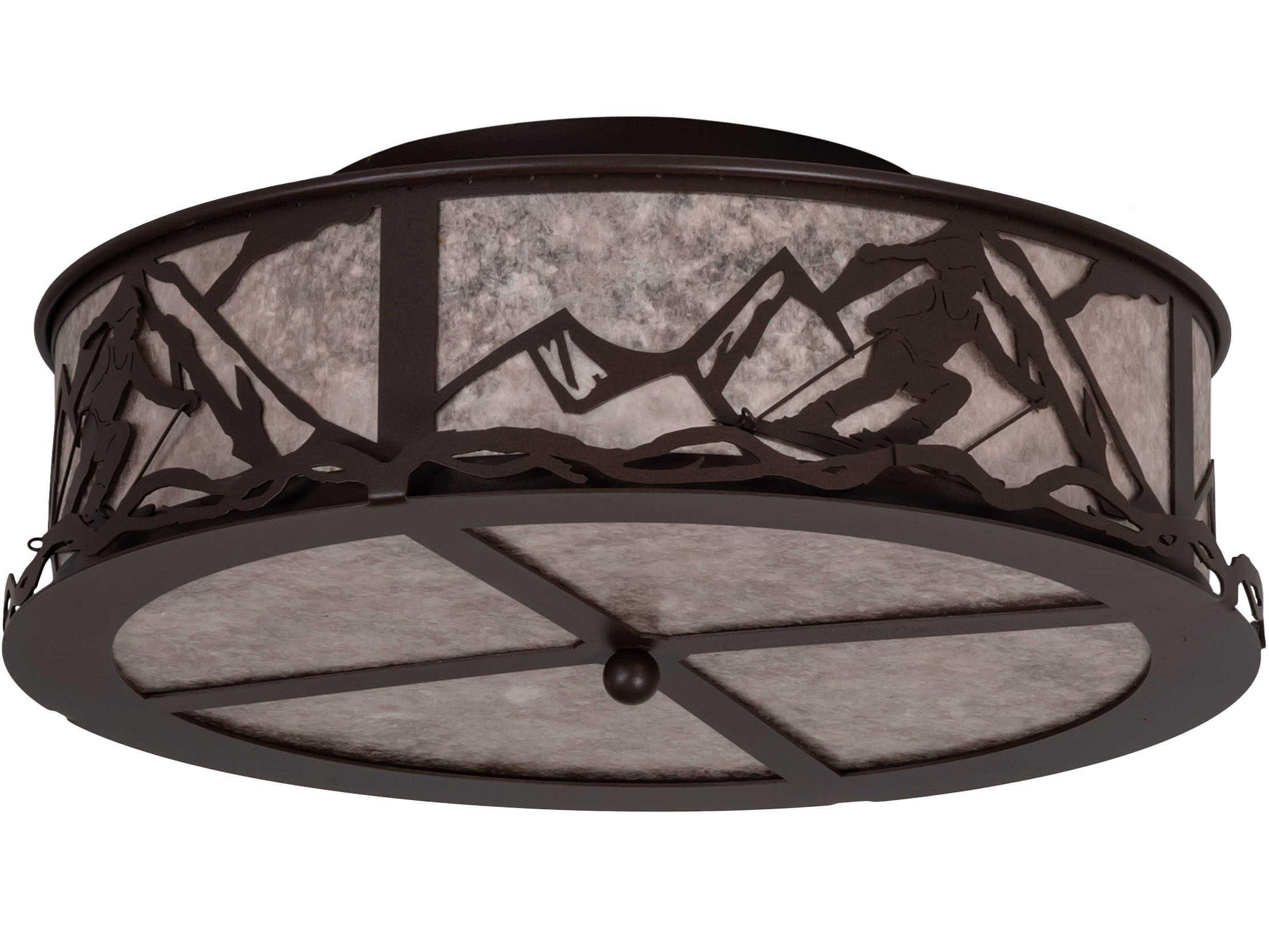 Meyda Alpine 4-Light Brown Glass Drum Flush Mount