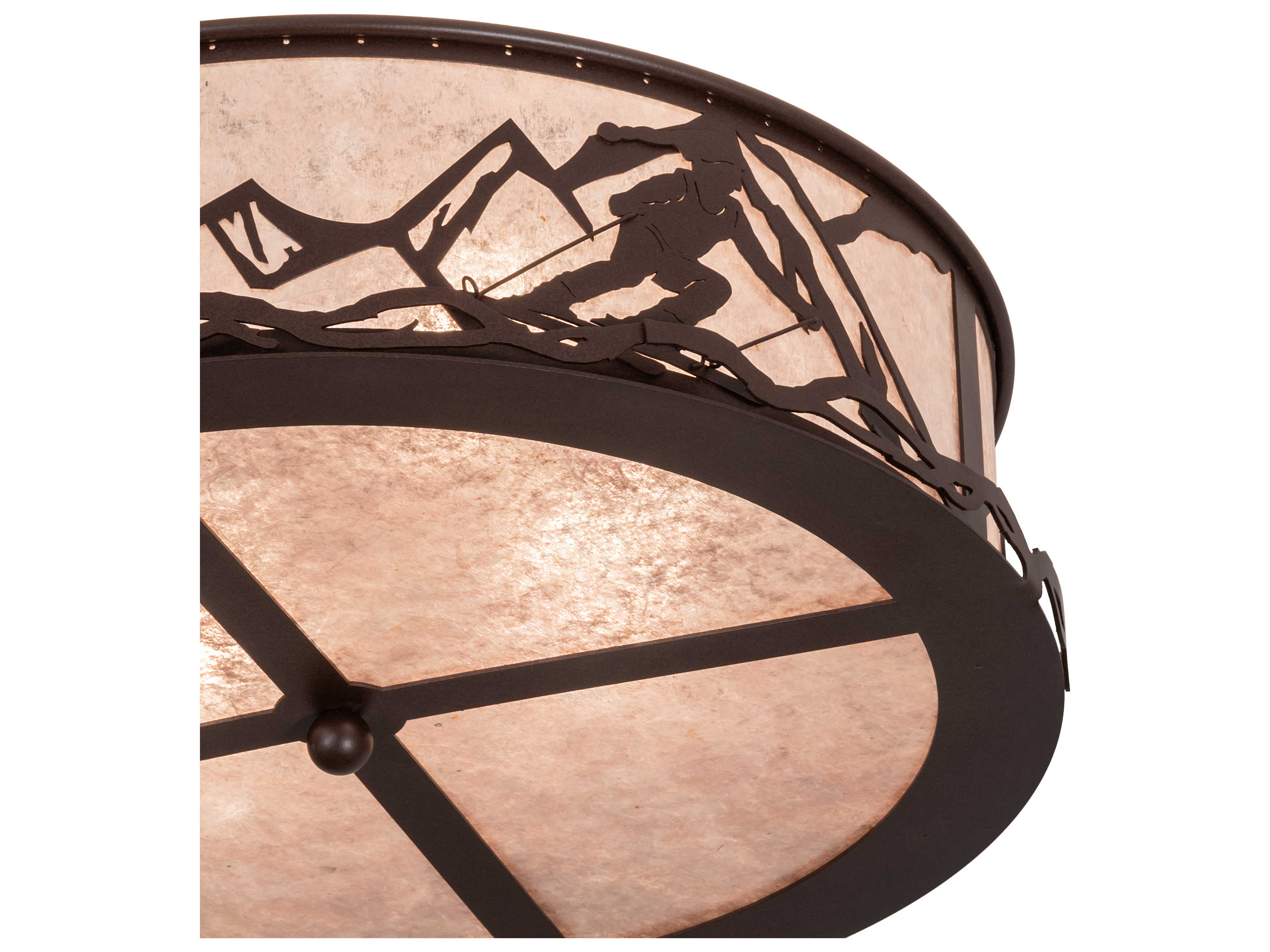 Meyda Alpine 4-Light Brown Glass Drum Flush Mount