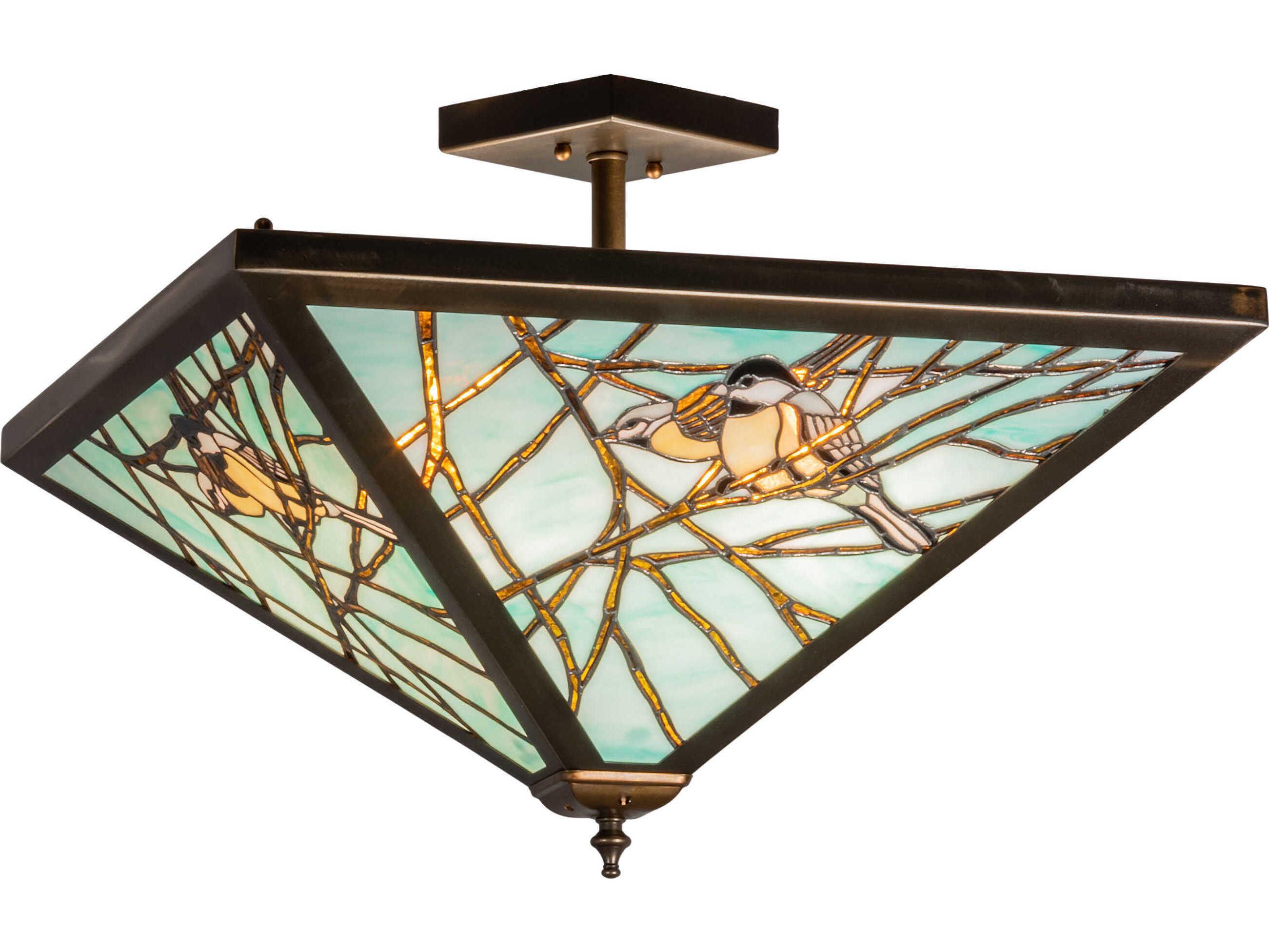 Meyda 4-Light Steel Glass LED Semi Flush Mount