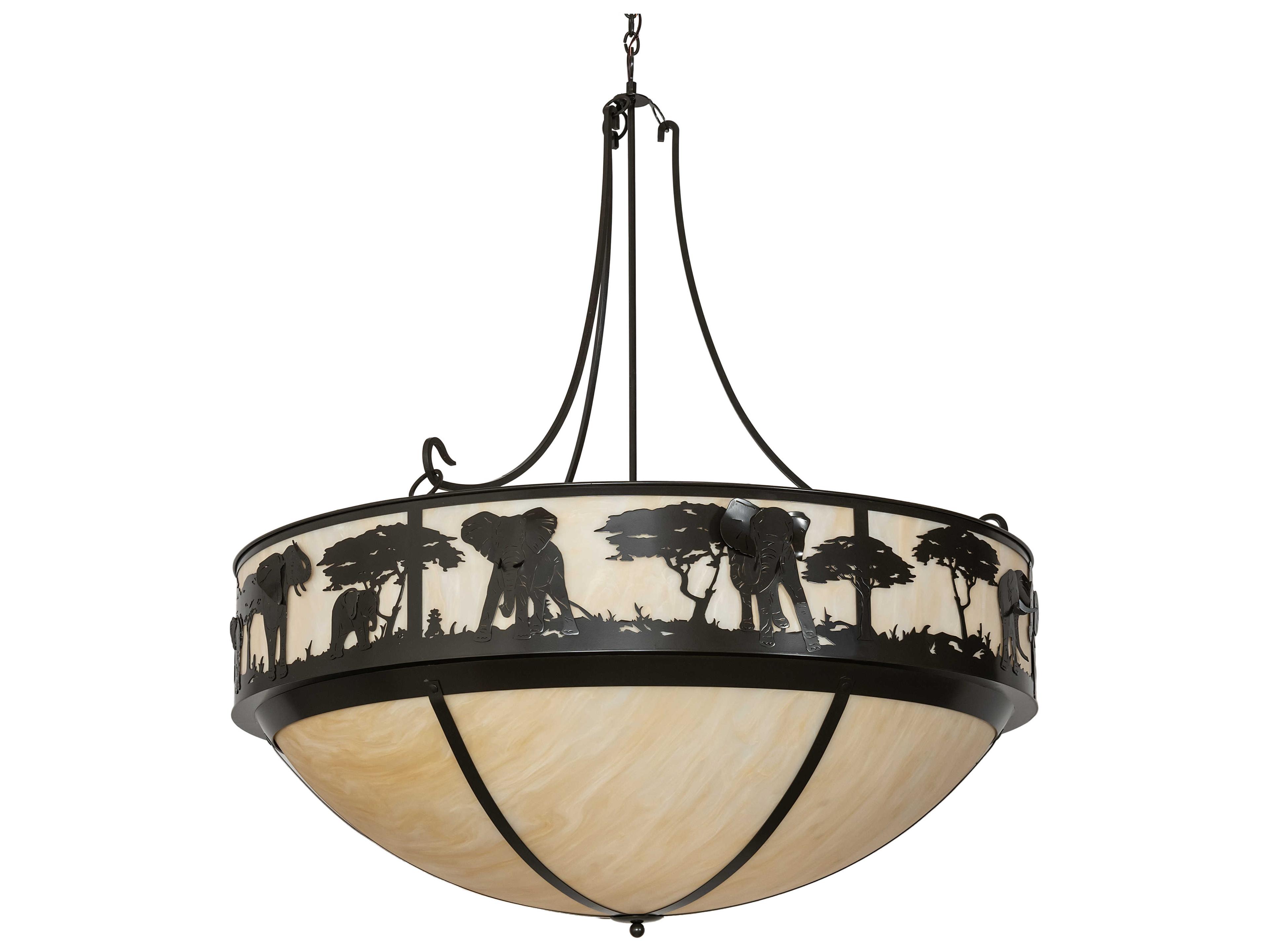 Meyda Elephant 12-Light Timeless Bronze Bowl Pendant