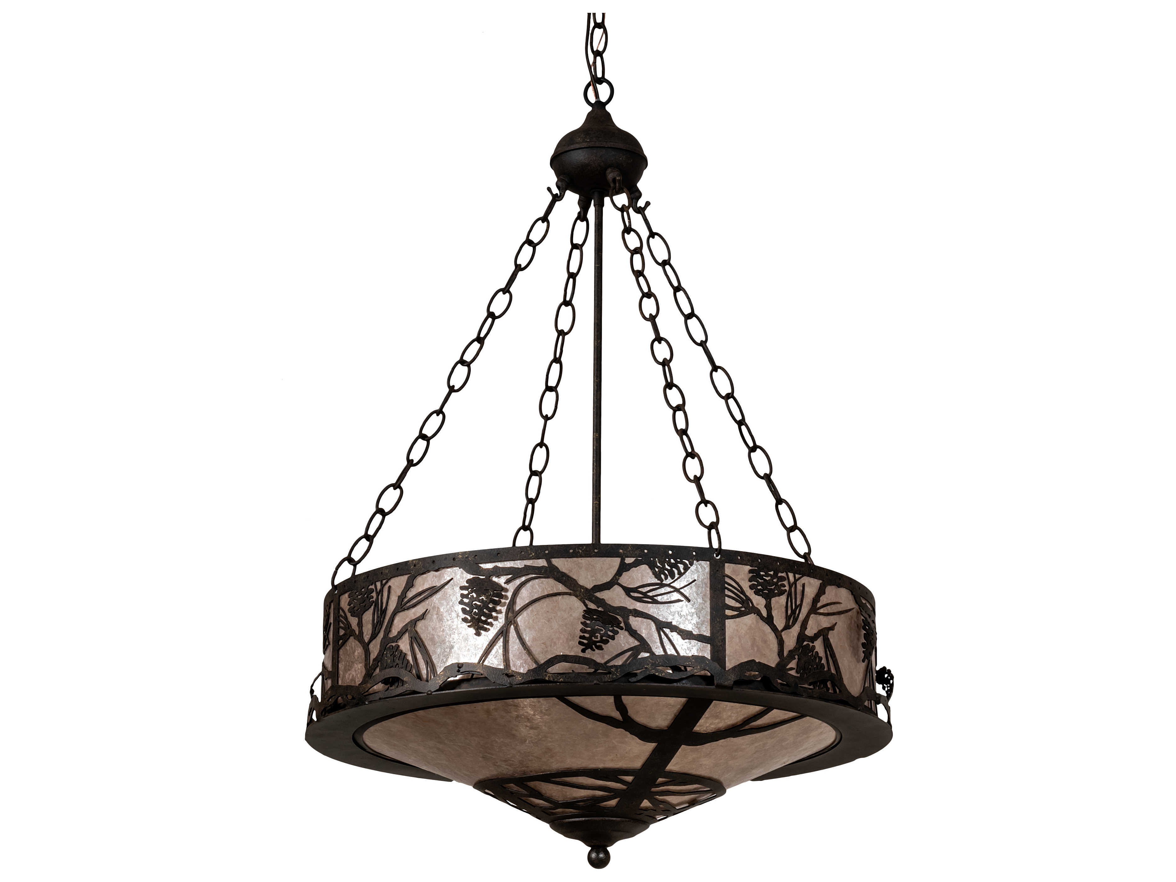 Meyda Whispering Pines 4-Light Antiquity Brown Geometric Pendant