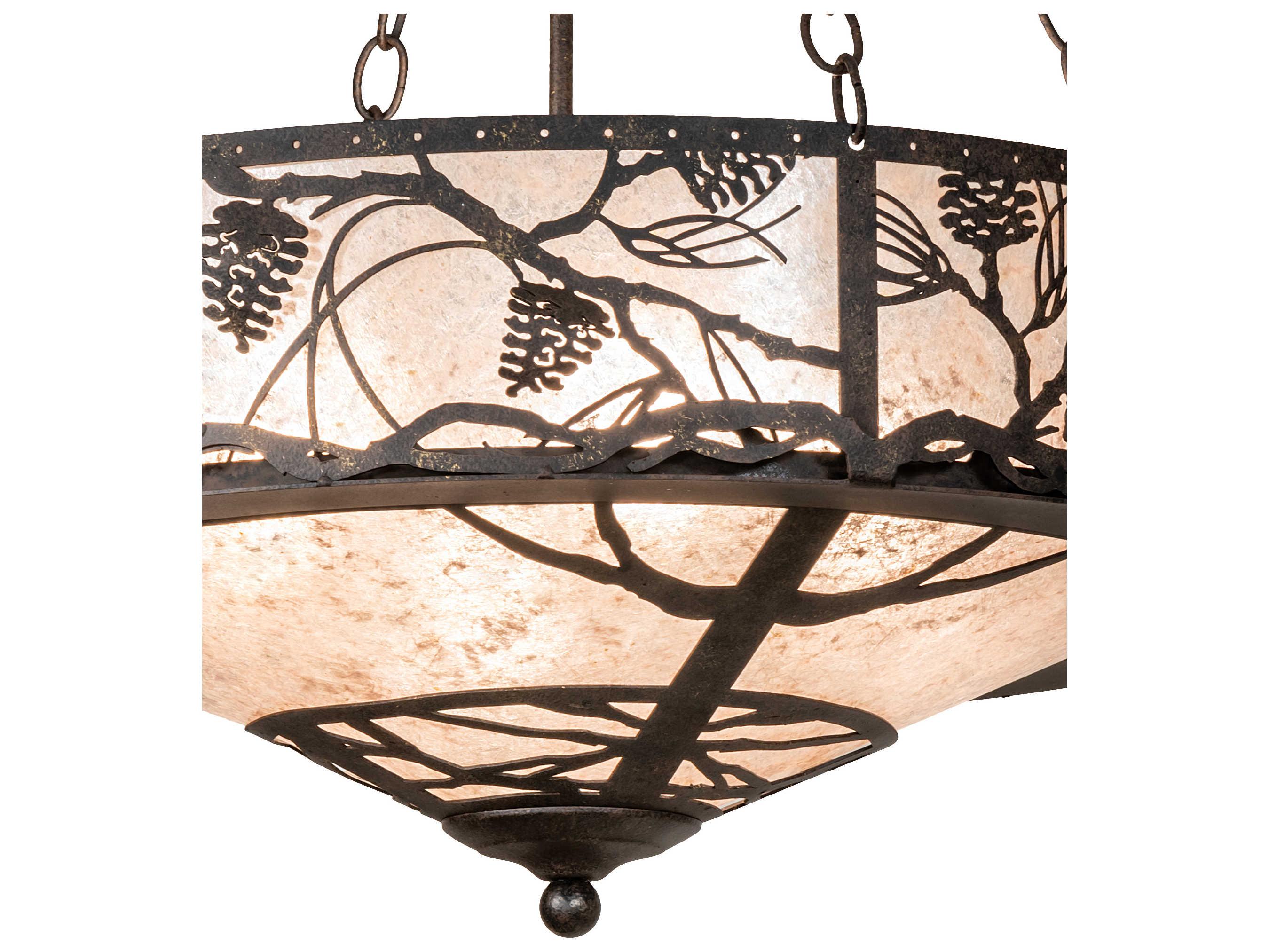 Meyda Whispering Pines 4-Light Antiquity Brown Geometric Pendant